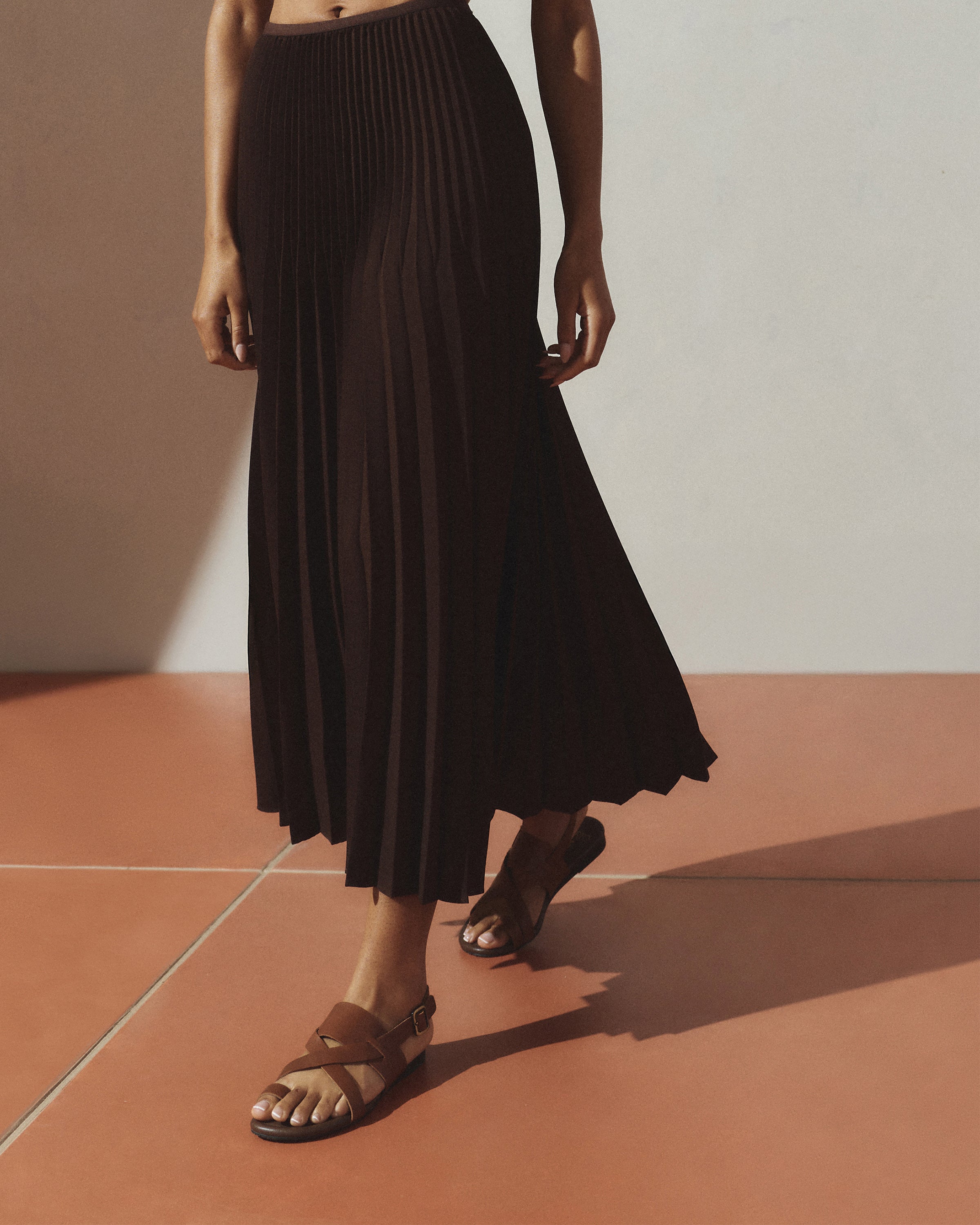 Quince Women's 100% Recycled Polyester Pleated Matte Midi Skirt
