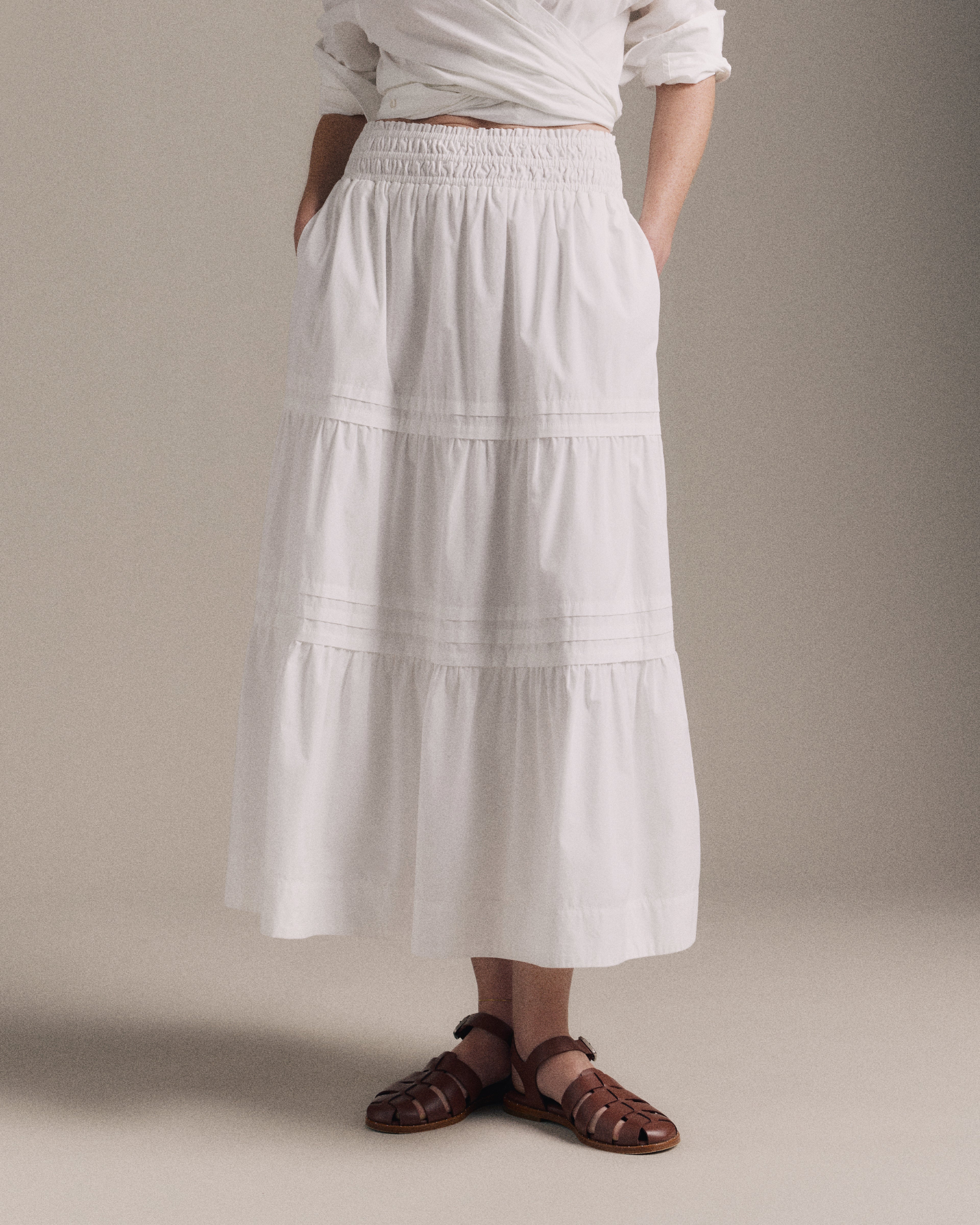 Quince Women's 100% Organic Cotton Tiered Maxi Skirt
