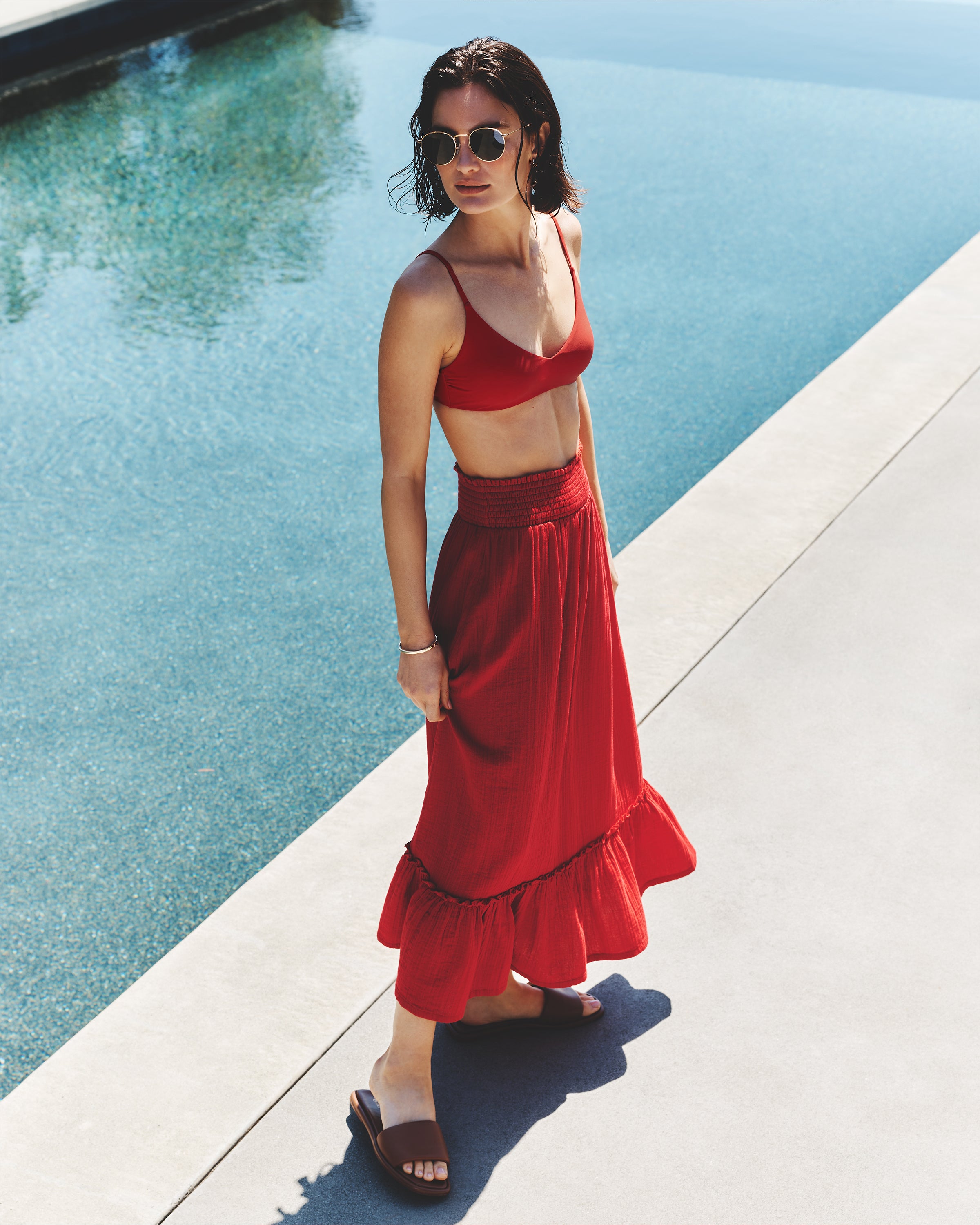 Quince Women's 100% Organic Cotton Gauze Smocked Maxi Skirt