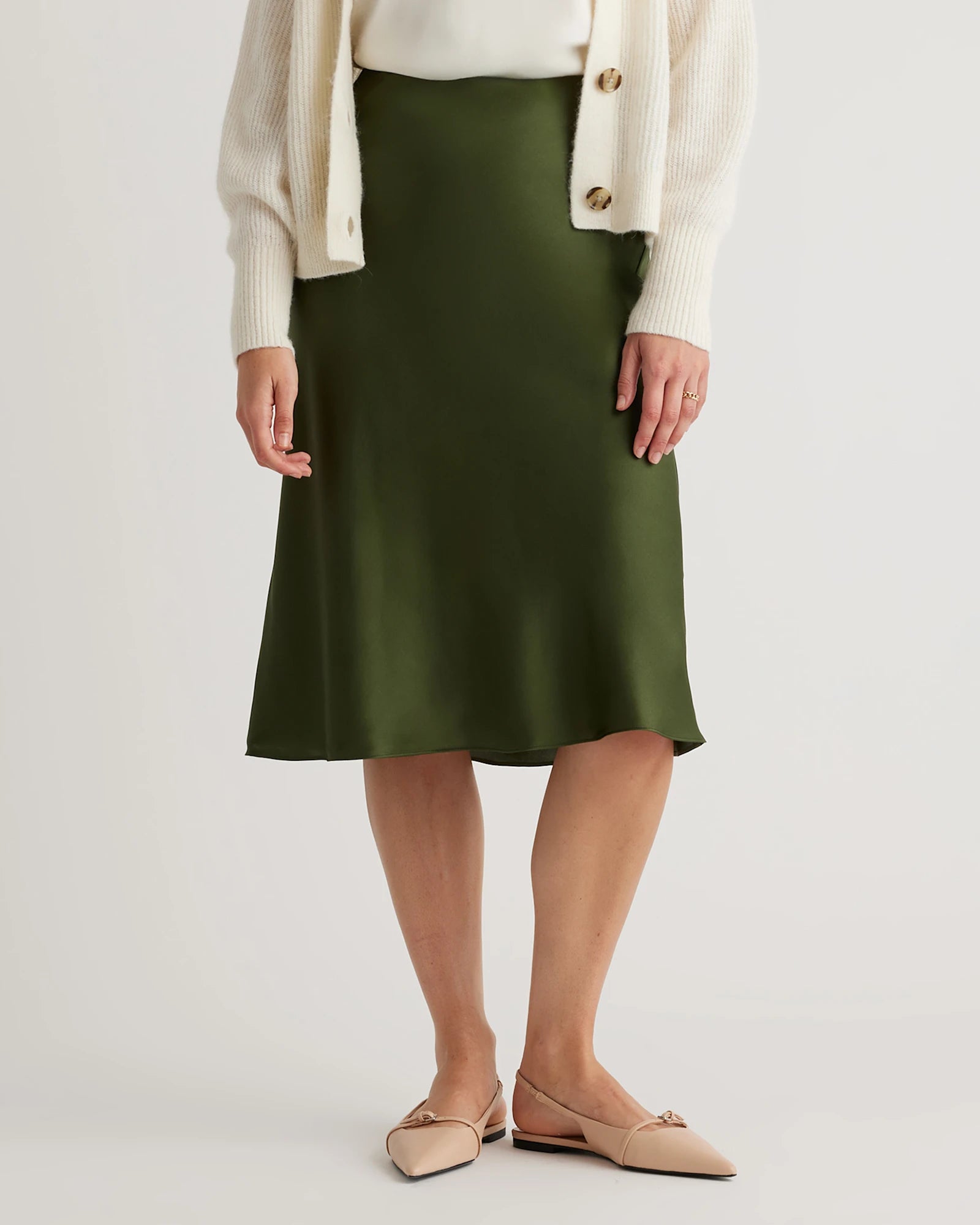 Quince Women's 100% Washable Silk Midi Skirt