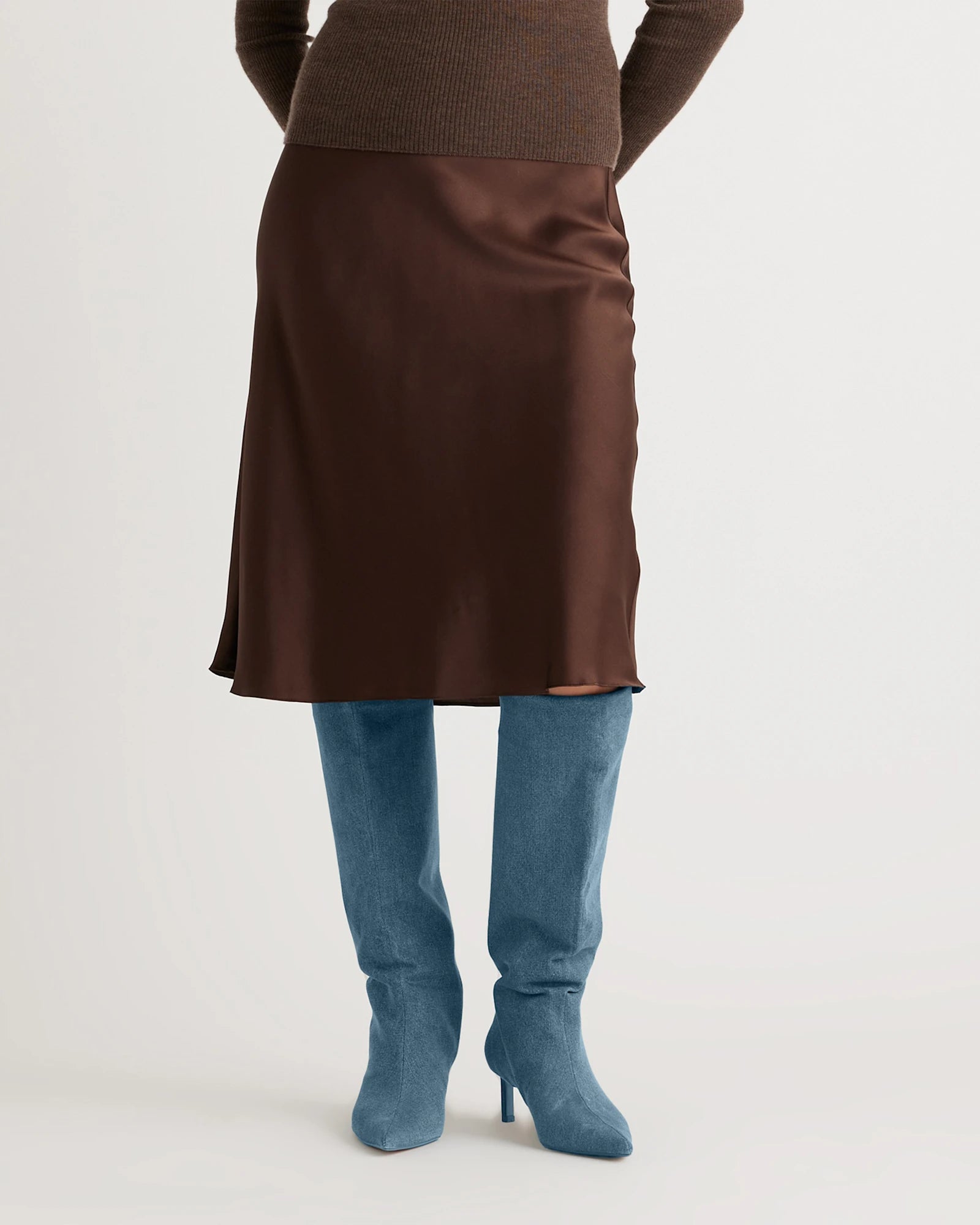Quince Women's 100% Washable Silk Midi Skirt