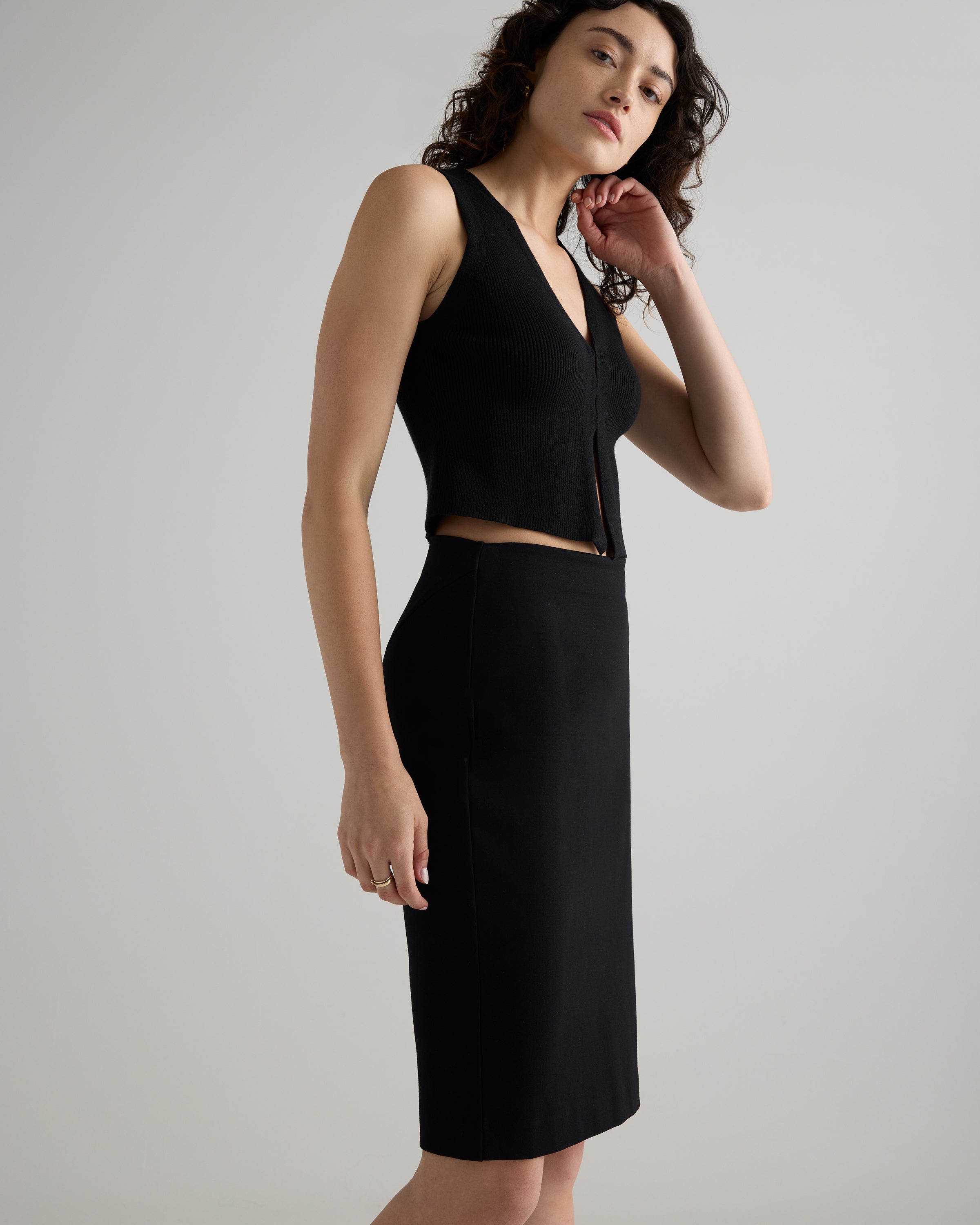 Quince Women's Ultra-Stretch Ponte Pencil Skirt