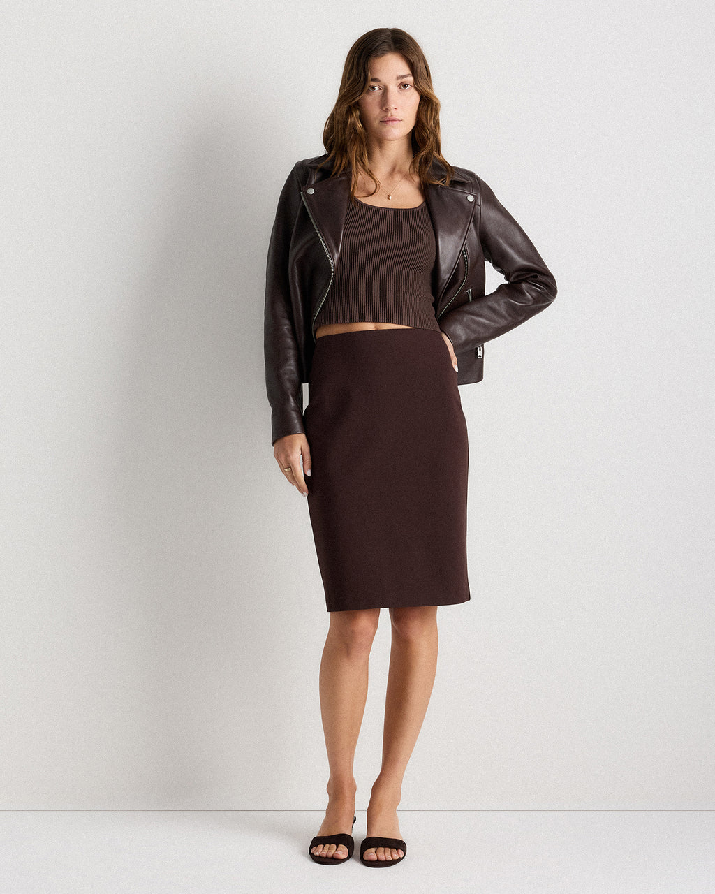 Quince Women's Ultra-Stretch Ponte Pencil Skirt