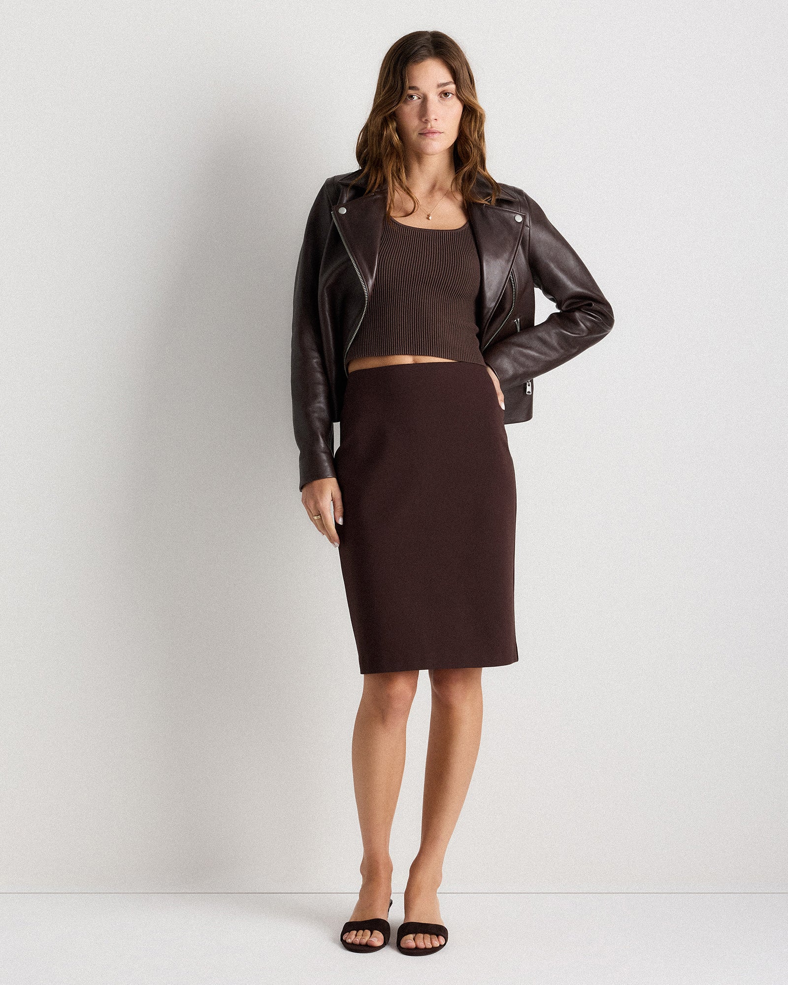 Quince Women's Ultra-Stretch Ponte Pencil Skirt