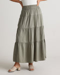 Quince Women's Vintage Wash Tencel Tiered Maxi Skirt