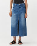 Quince Women's Stretch Denim 5-Pocket Midi Skirt