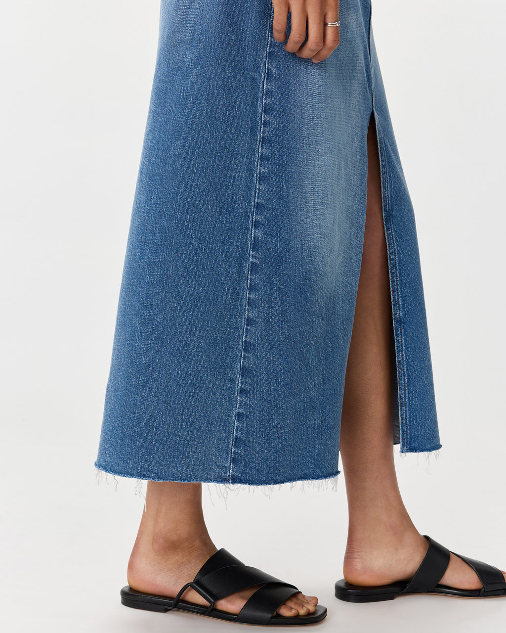 Quince Women's Stretch Denim 5-Pocket Midi Skirt