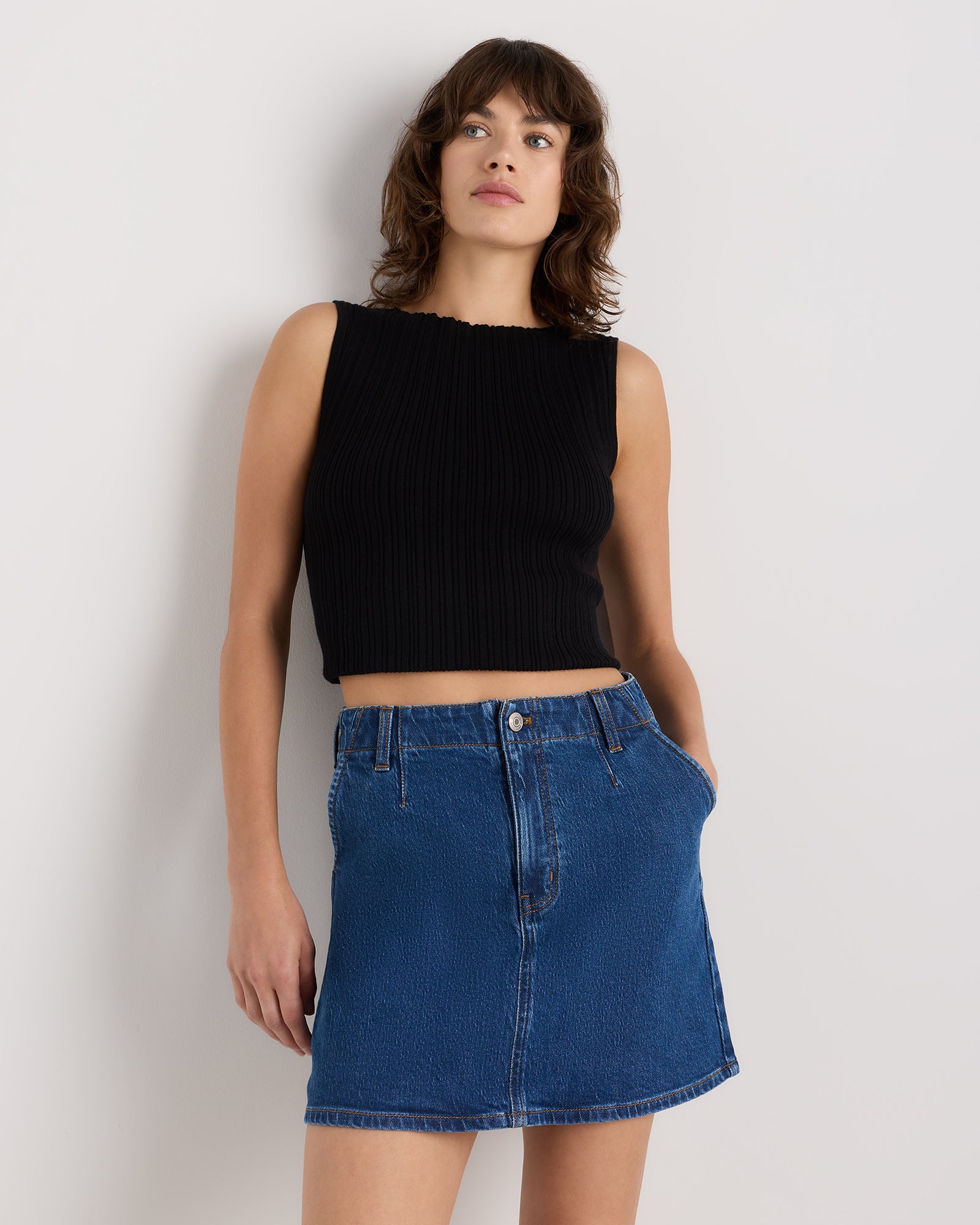 Quince Women's Stretch Denim Mini Skirt