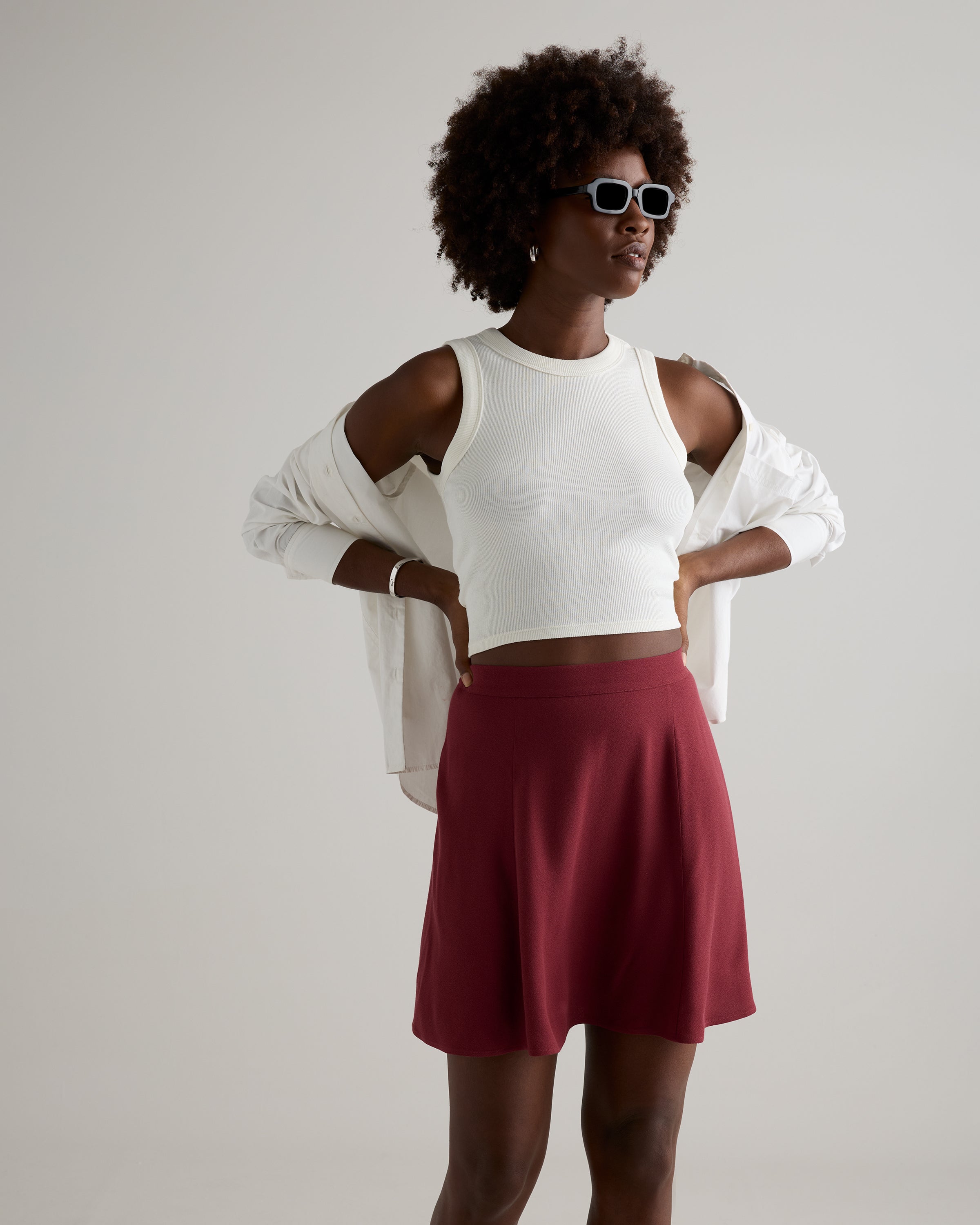 Quince Women's Lightweight Crepe A-Line Mini Skirt