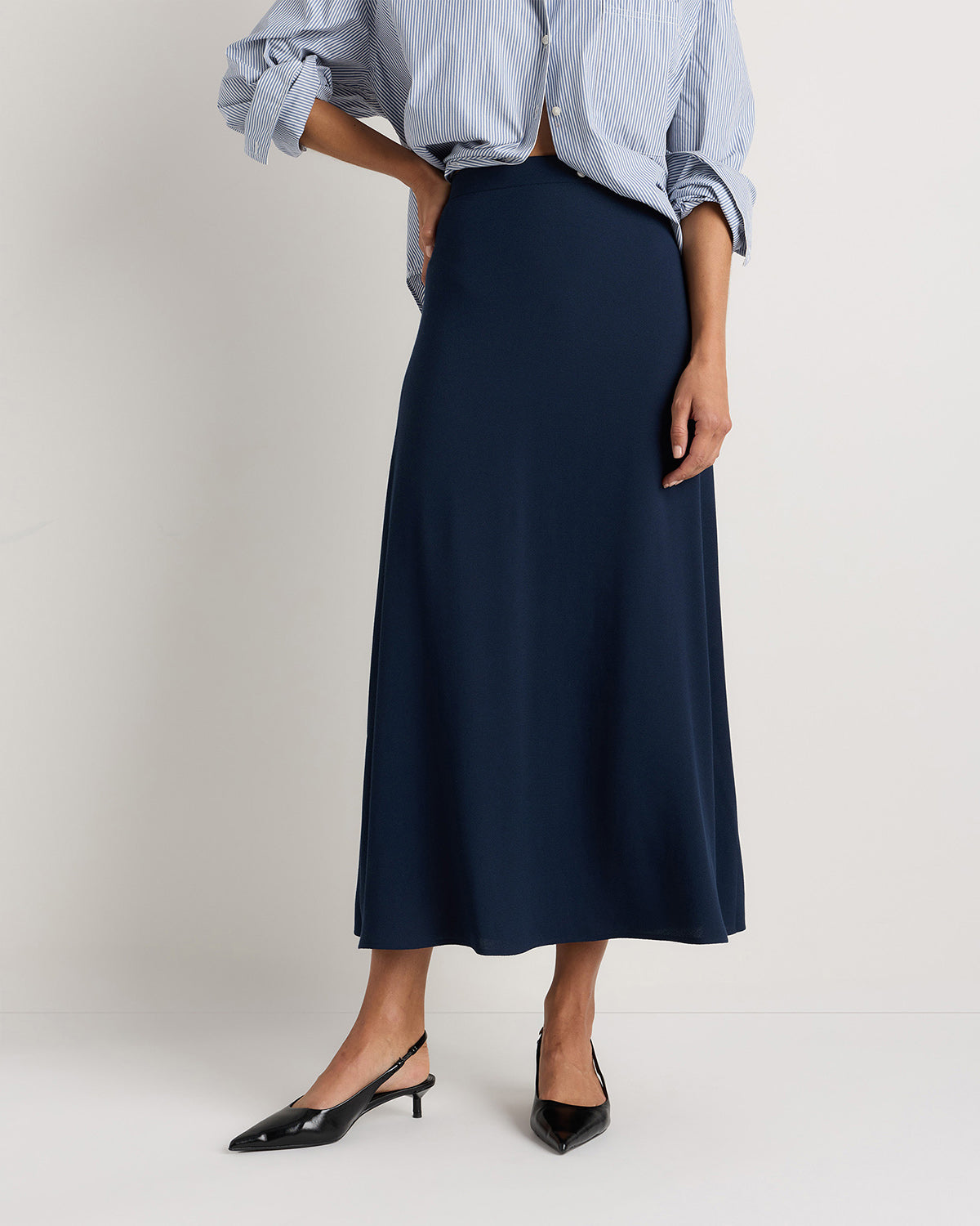 Quince Women's Lightweight Crepe Slip Midi Skirt