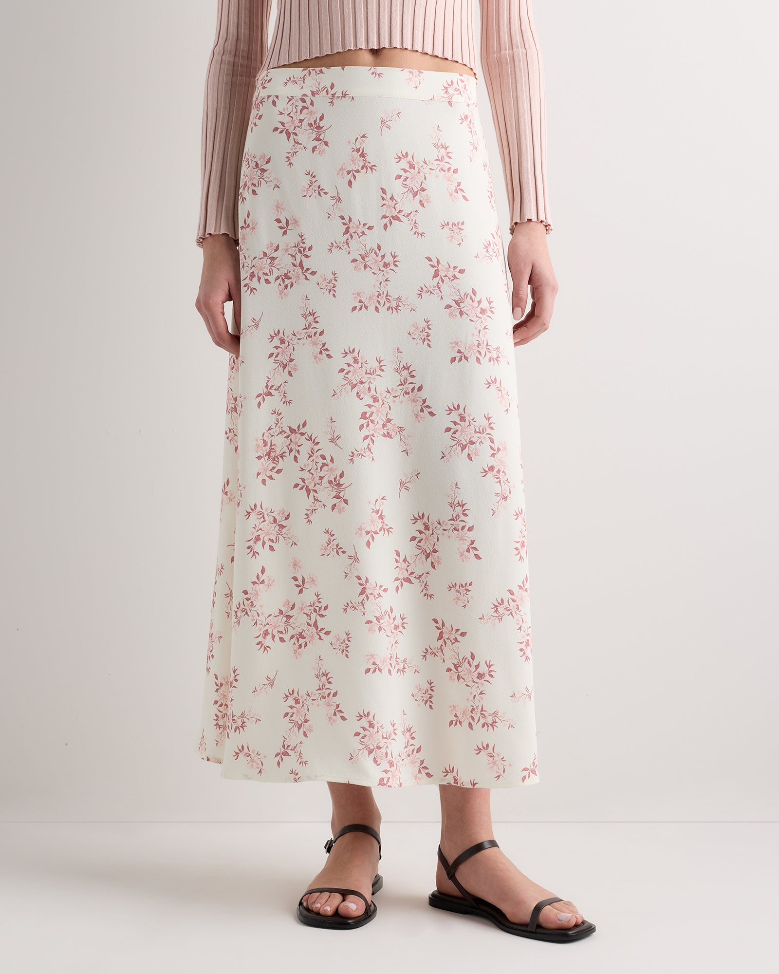 Quince Women's Lightweight Crepe Slip Midi Skirt