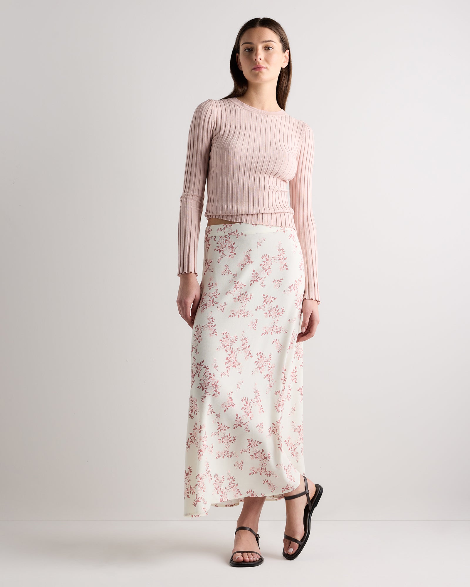 Quince Women's Lightweight Crepe Slip Midi Skirt
