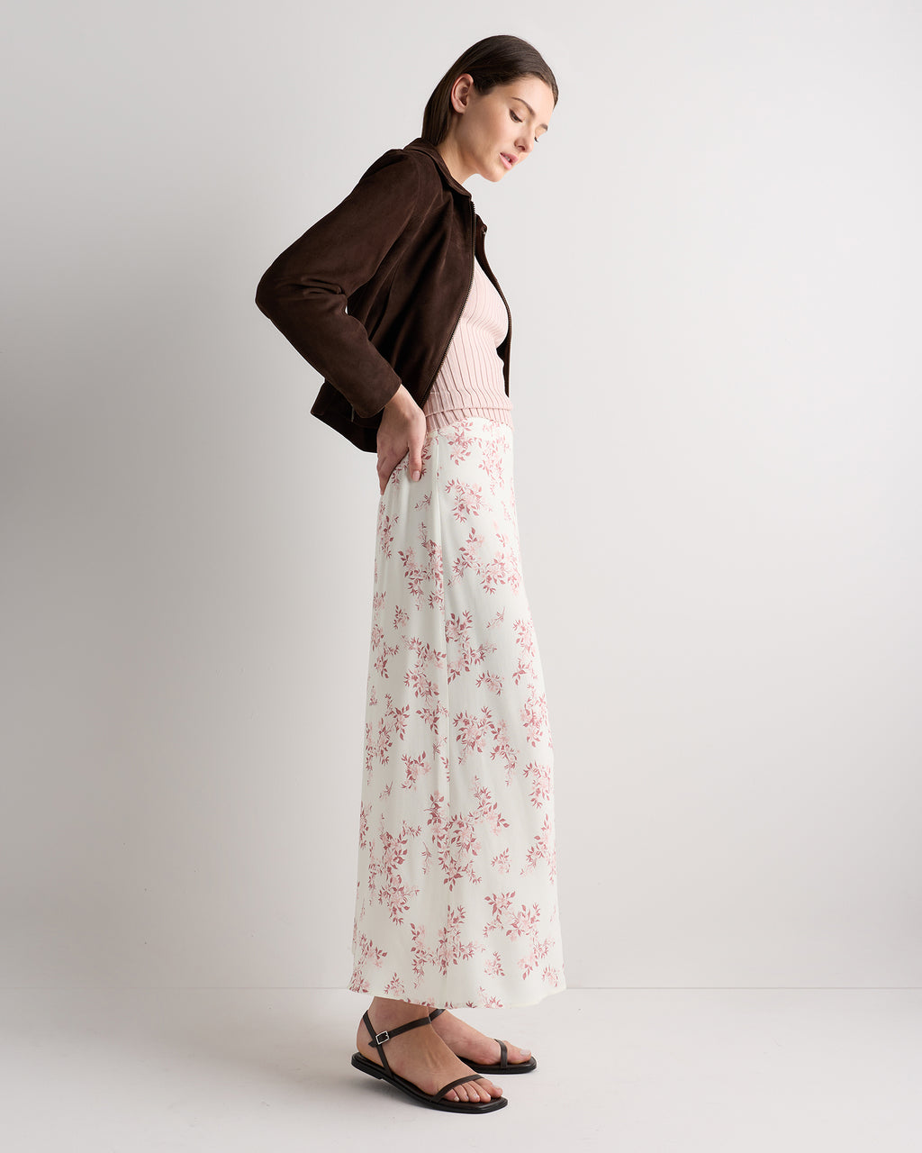 Quince Women's Lightweight Crepe Slip Midi Skirt