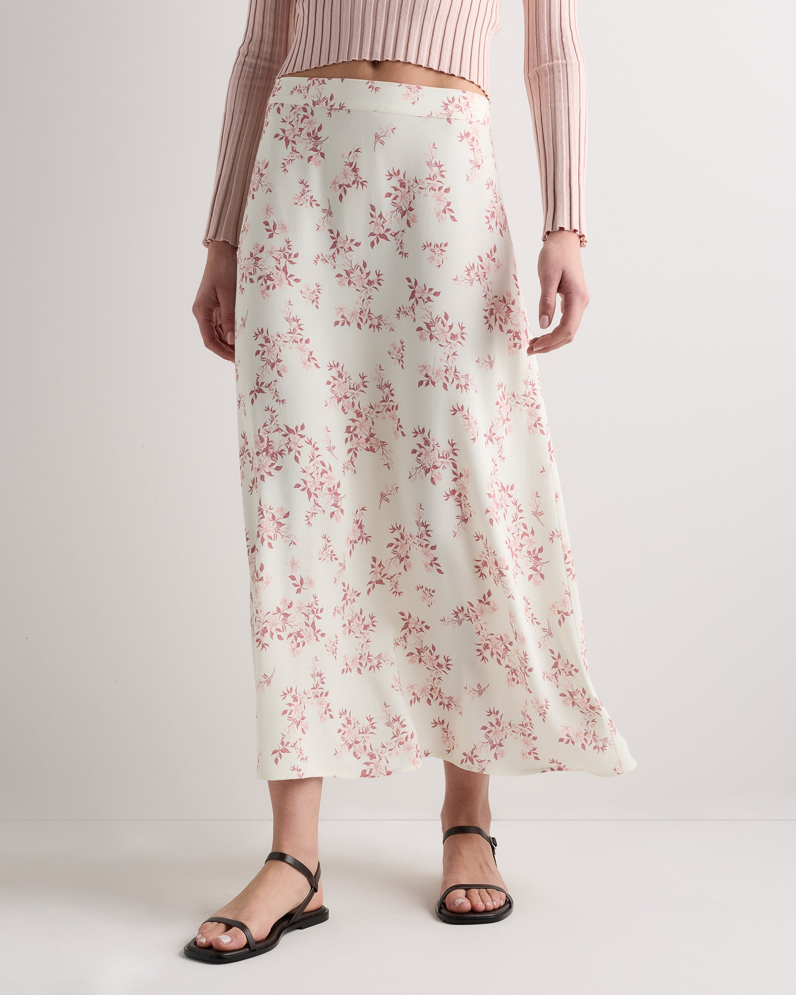 Quince Women's Lightweight Crepe Slip Midi Skirt