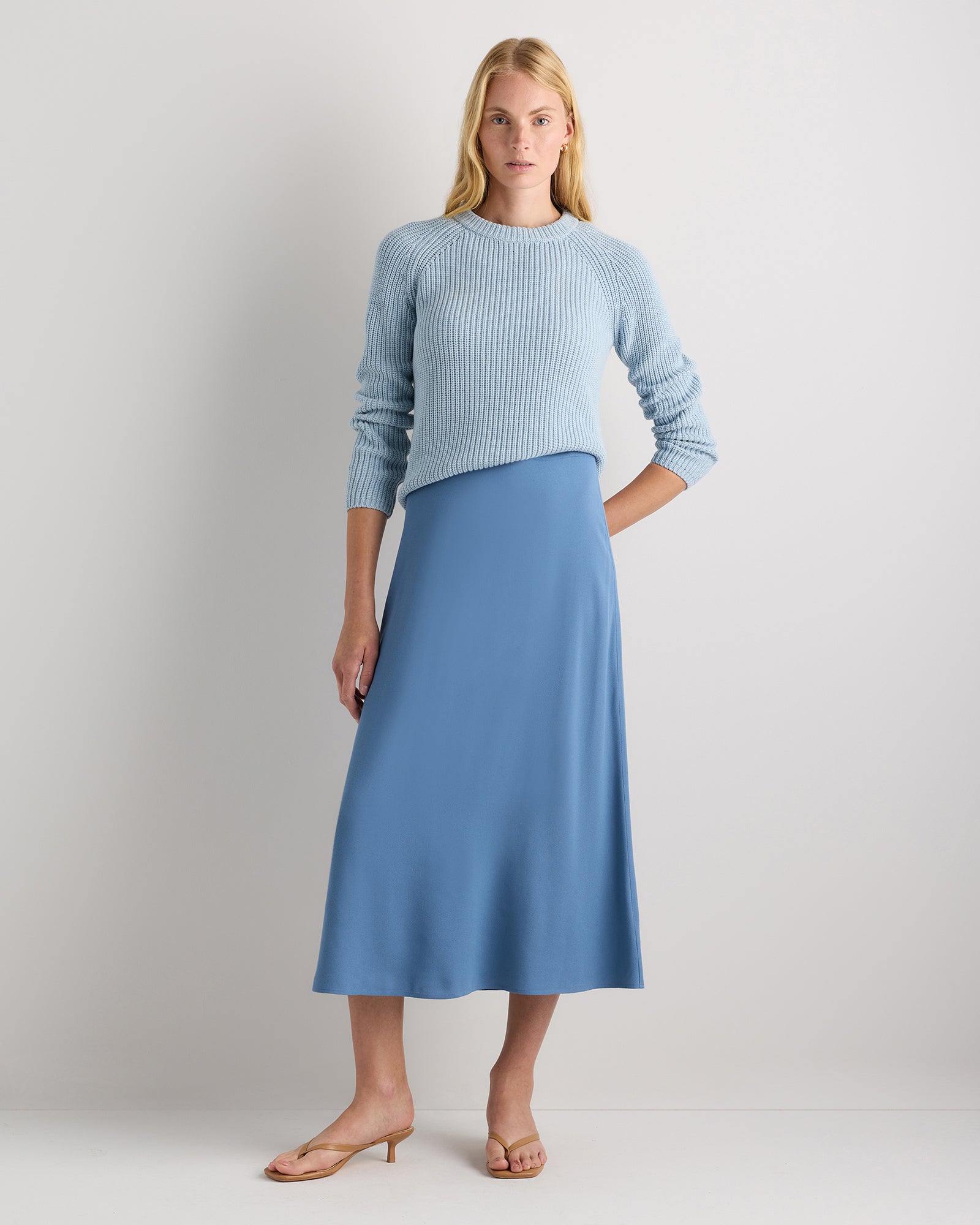 Quince Women's Lightweight Crepe Slip Midi Skirt