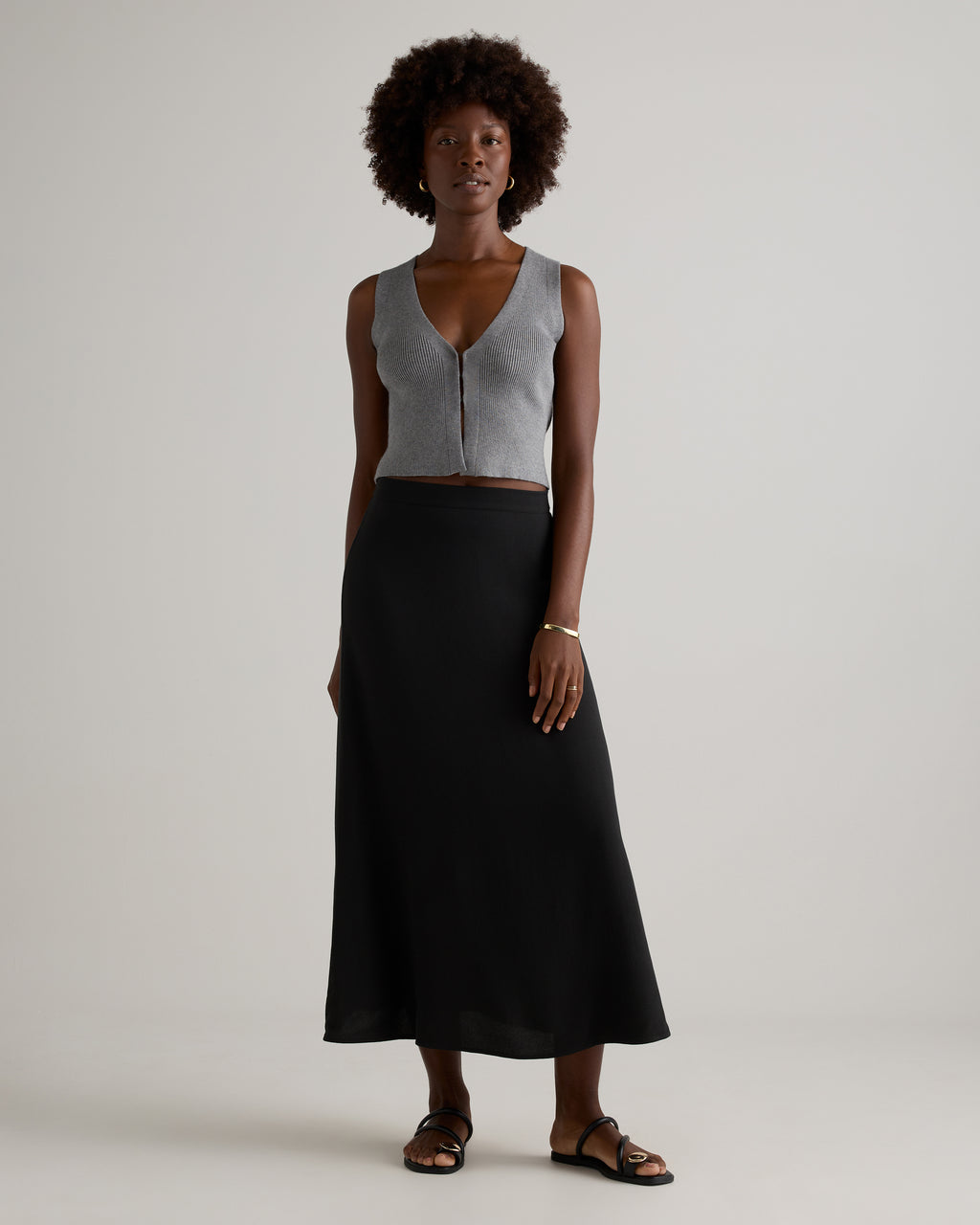 Quince Women's Lightweight Crepe Slip Midi Skirt