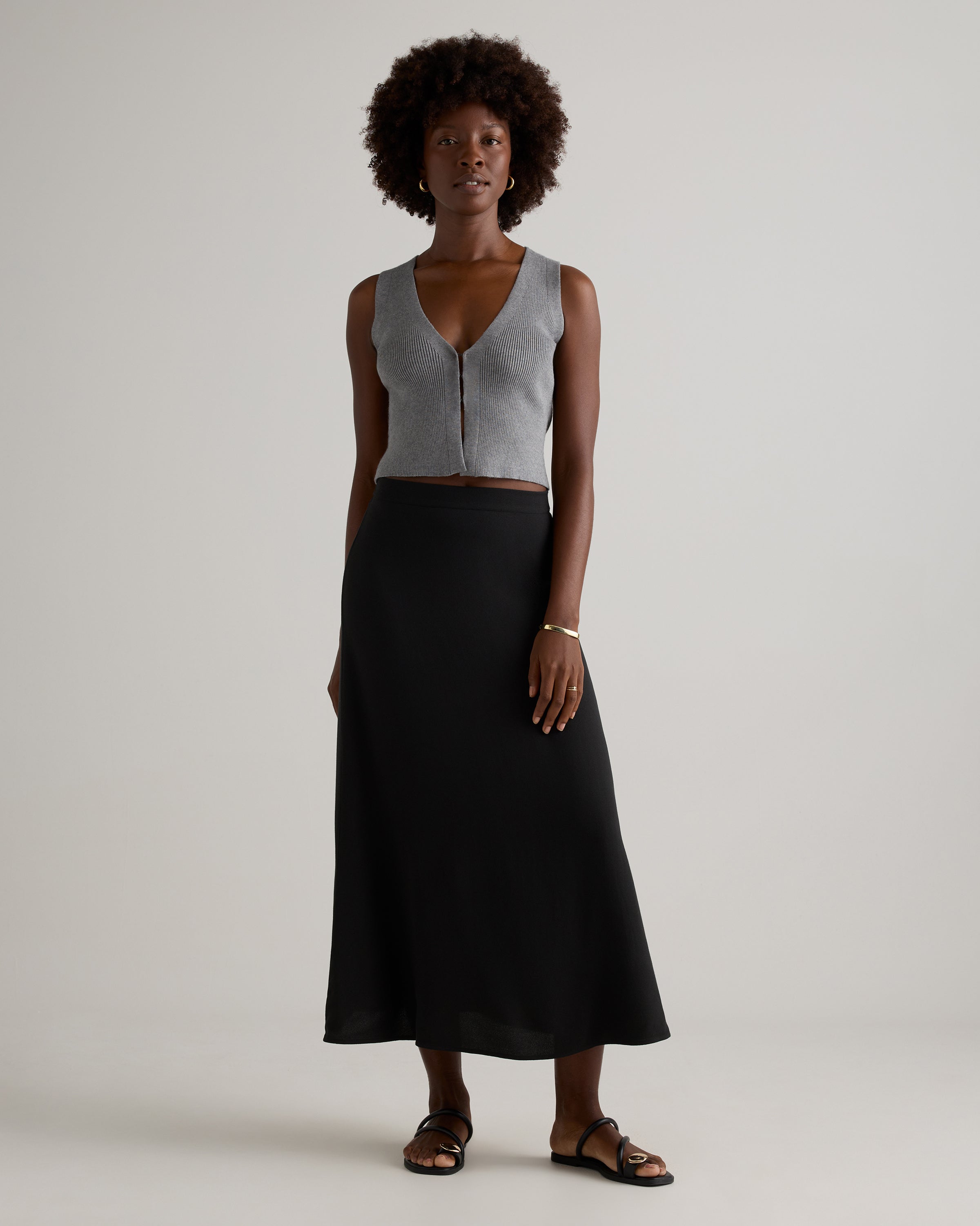 Quince Women's Lightweight Crepe Slip Midi Skirt