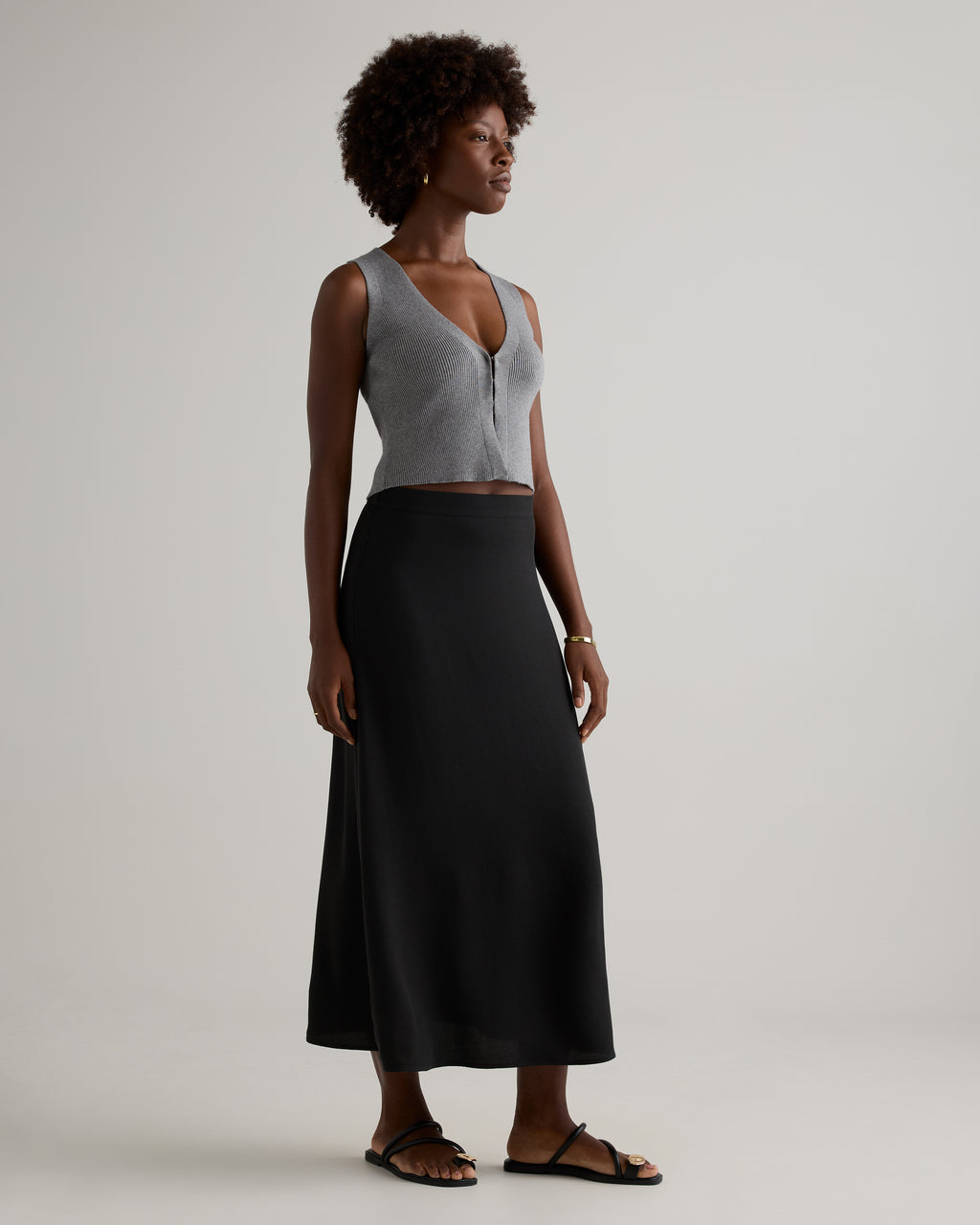 Quince Women's Lightweight Crepe Slip Midi Skirt