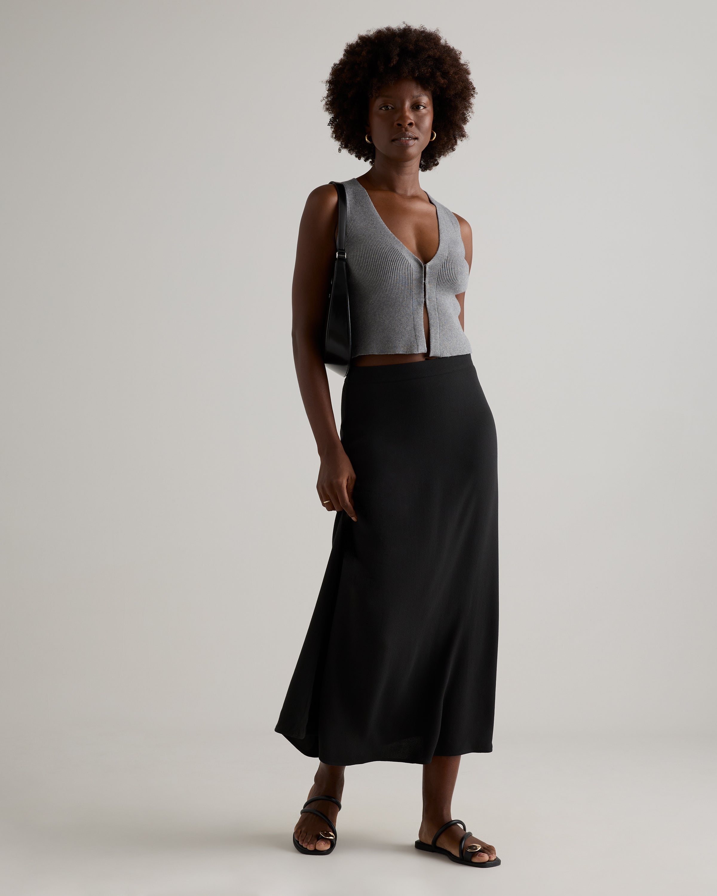 Quince Women's Lightweight Crepe Slip Midi Skirt