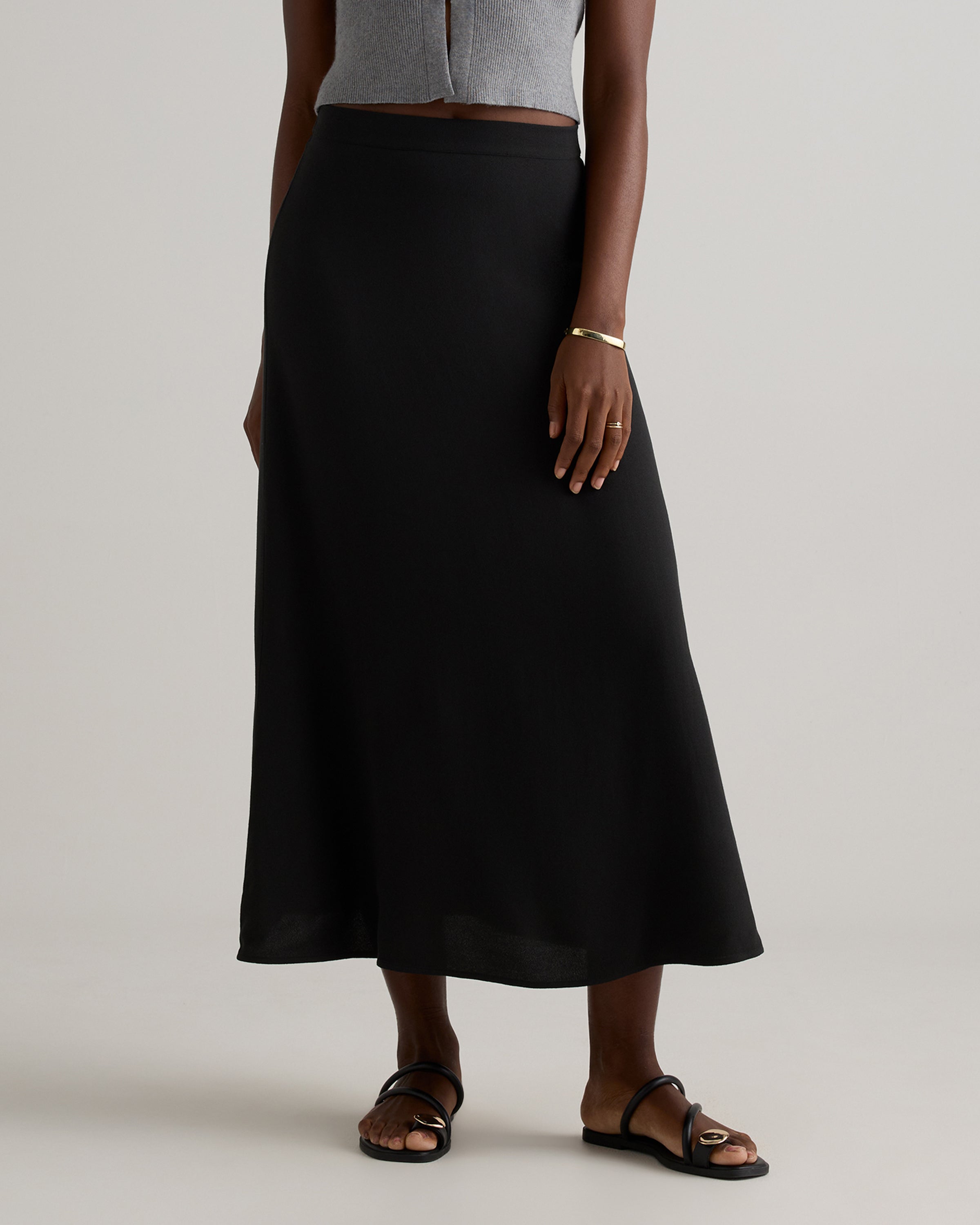 Quince Women's Lightweight Crepe Slip Midi Skirt
