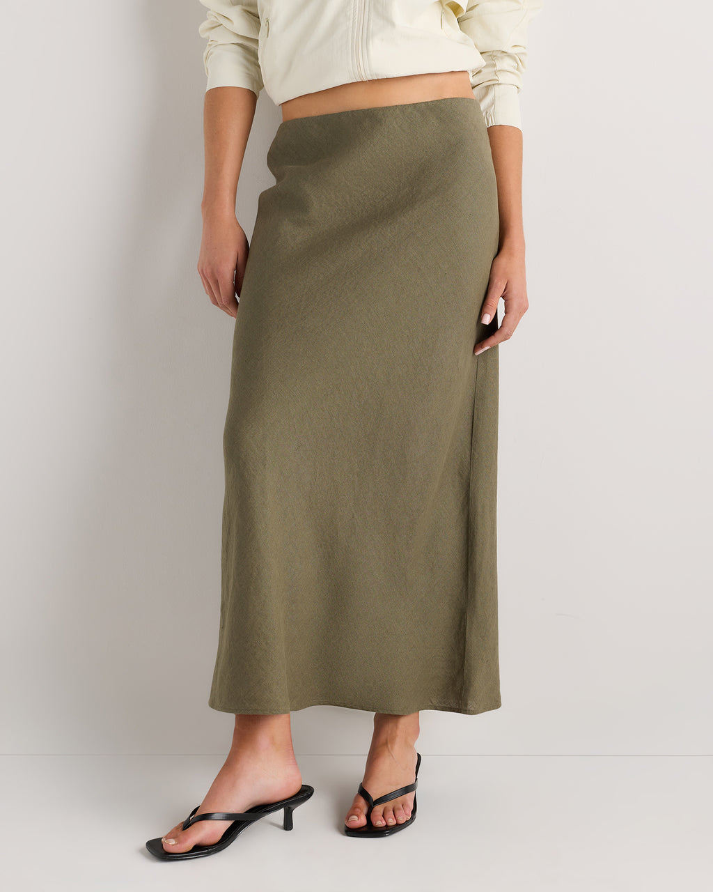 Quince Women's 100% European Linen Midi Slip Skirt