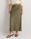 Quince Women's 100% European Linen Midi Slip Skirt
