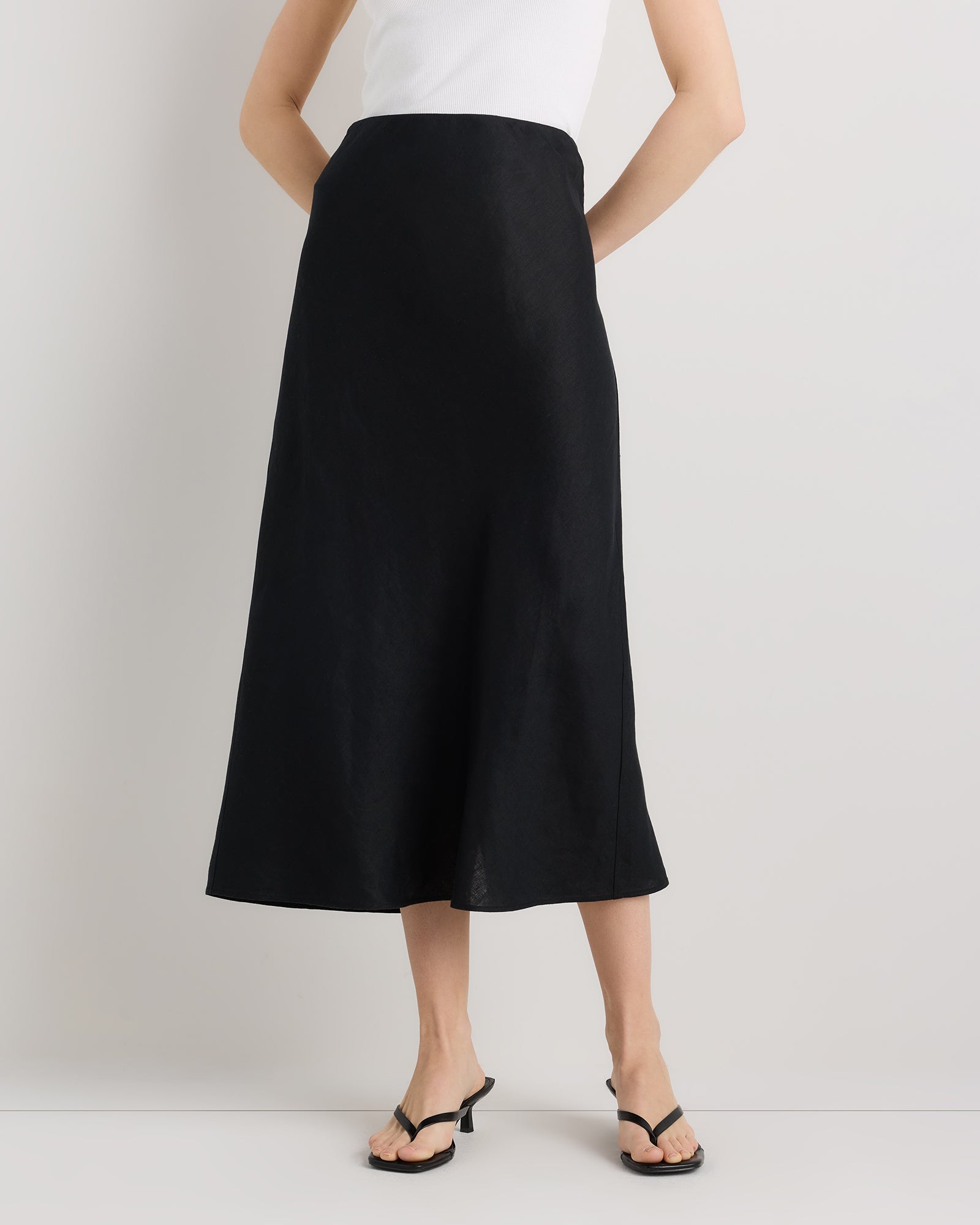 Quince Women's 100% European Linen Midi Slip Skirt