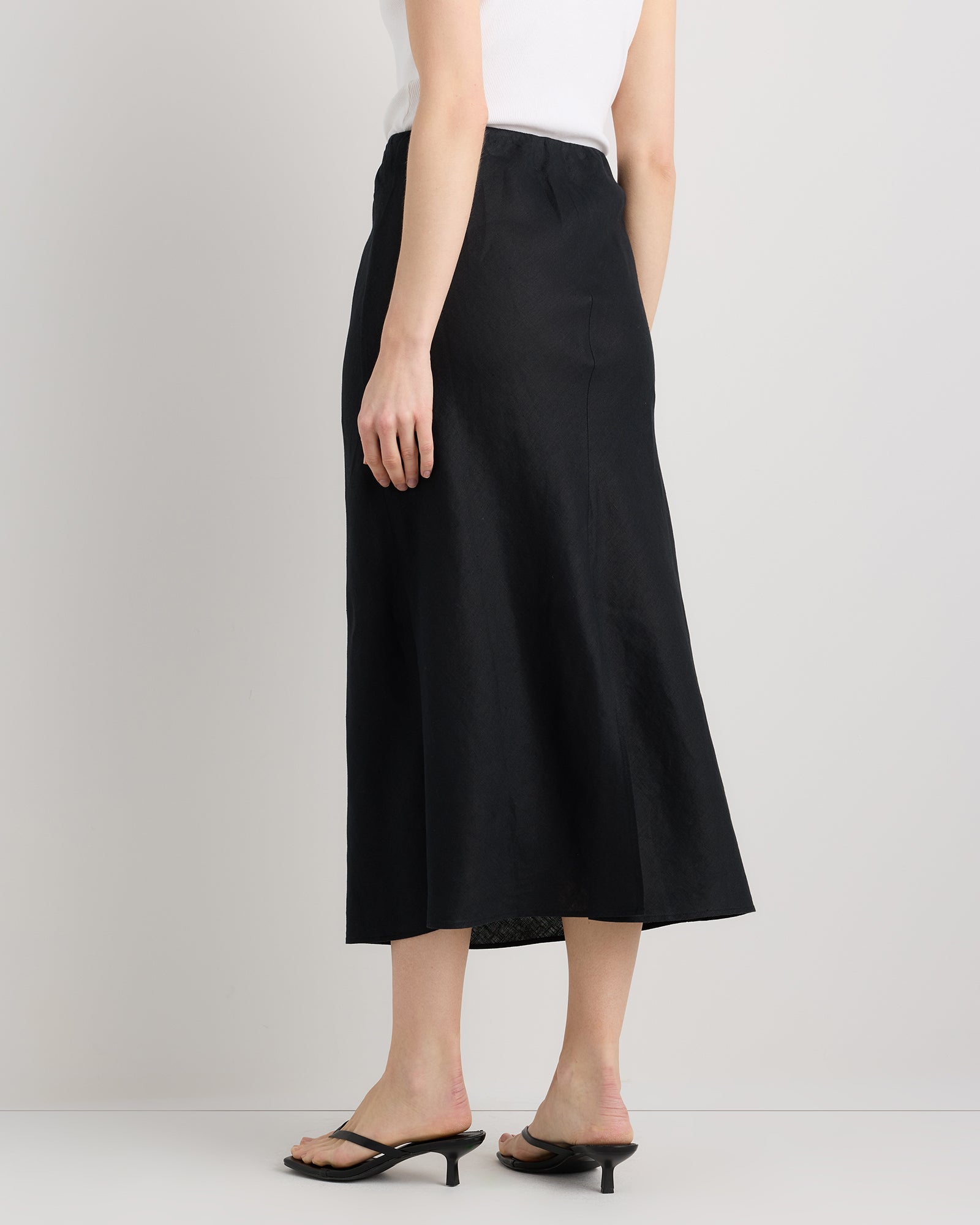 Quince Women's 100% European Linen Midi Slip Skirt