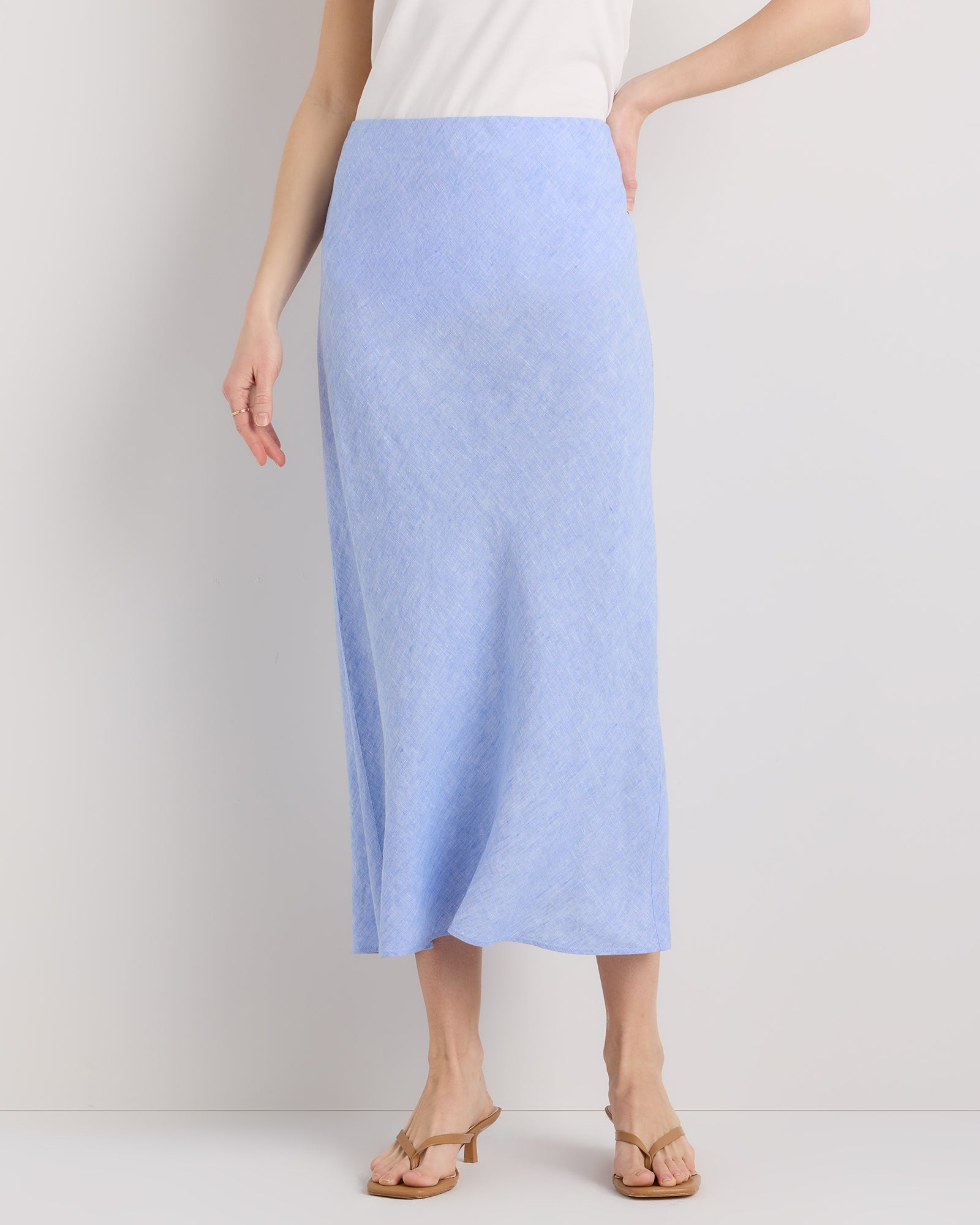 Quince Women's 100% European Linen Midi Slip Skirt