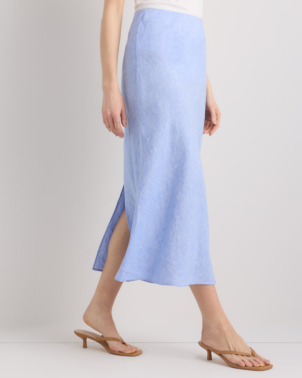 Quince Women's 100% European Linen Midi Slip Skirt