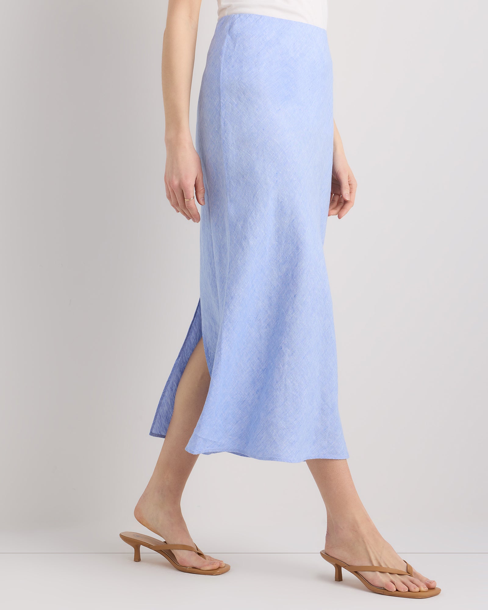 Quince Women's 100% European Linen Midi Slip Skirt