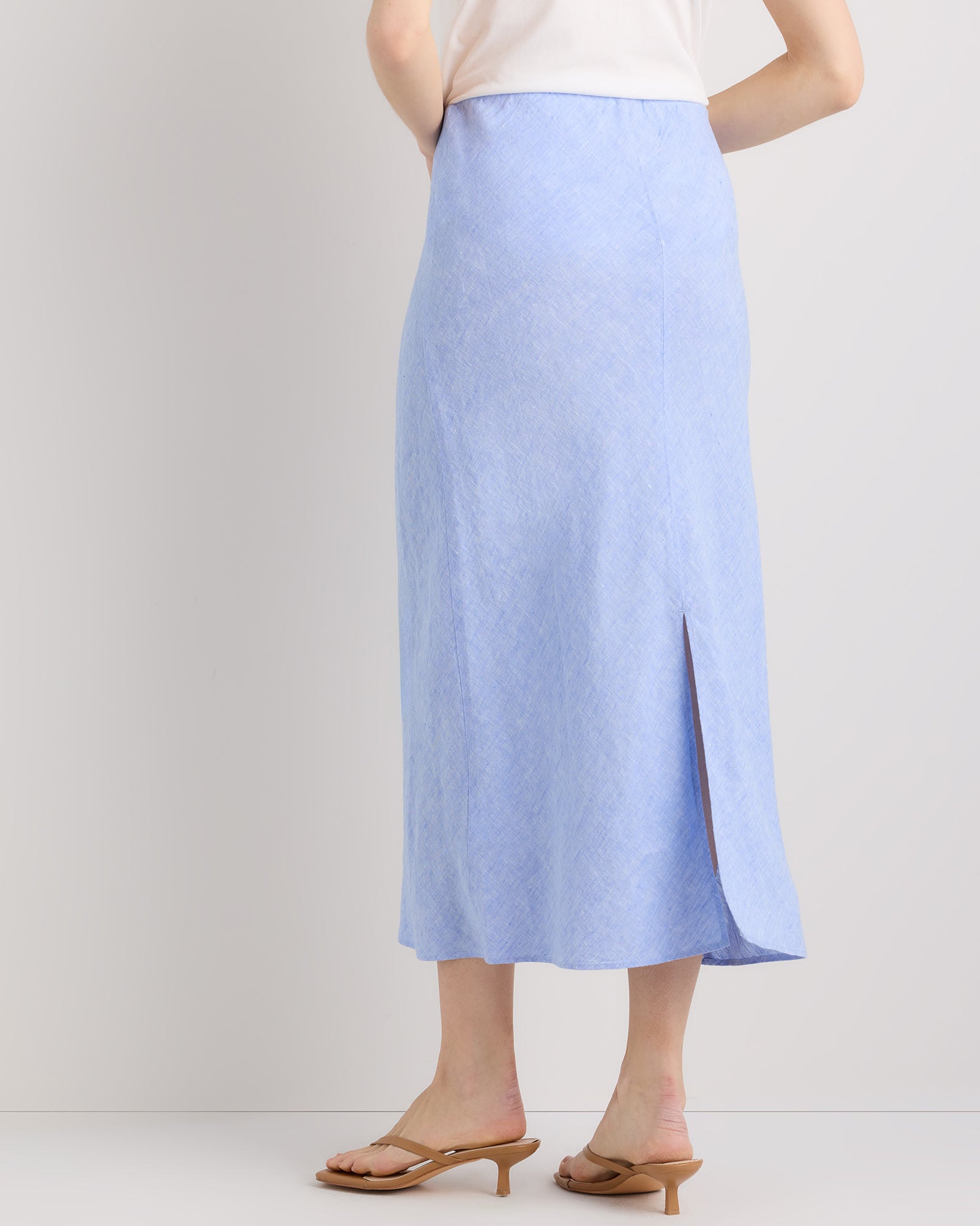 Quince Women's 100% European Linen Midi Slip Skirt