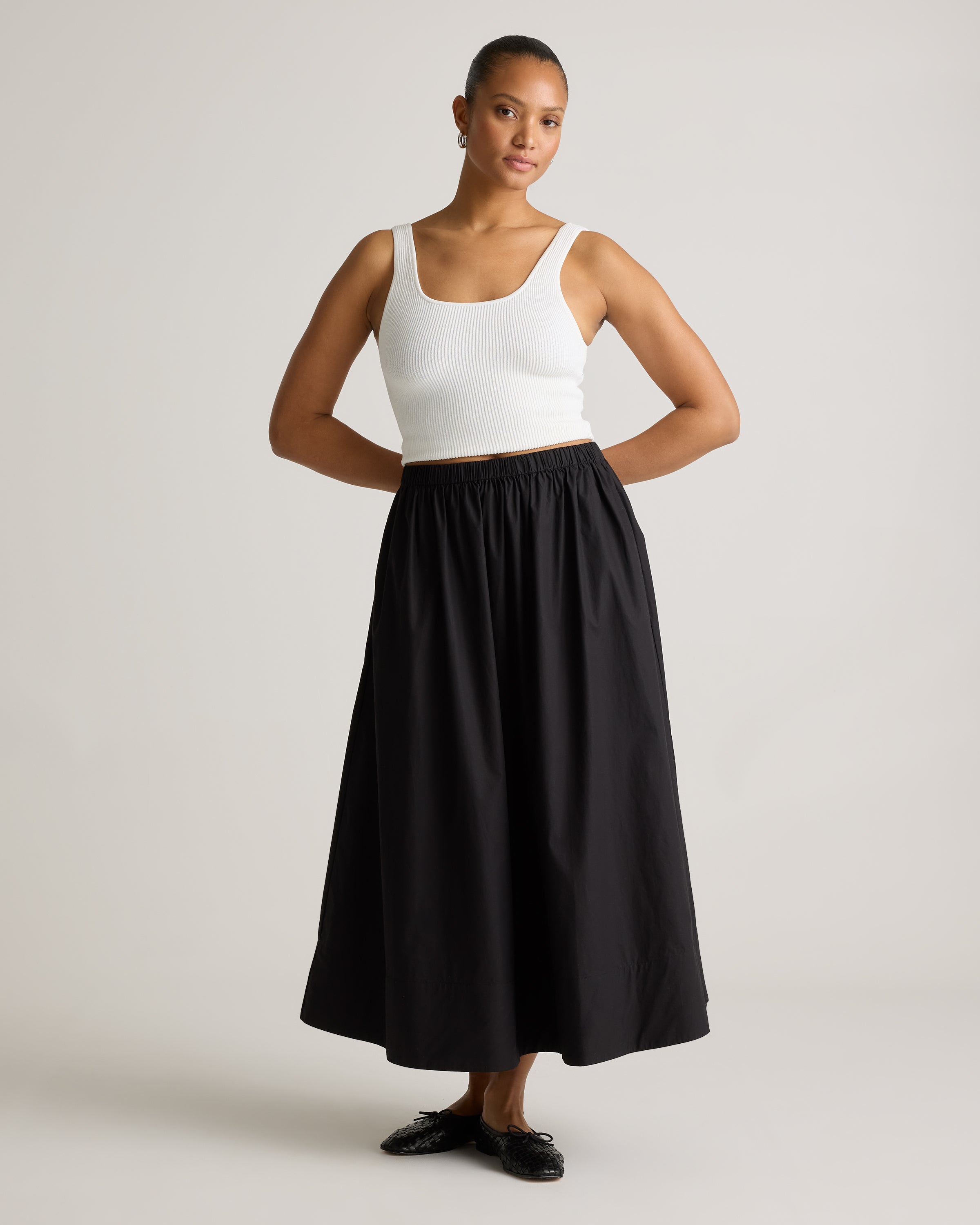 Quince Women's 100% Organic Cotton Poplin A-Line Maxi Skirt