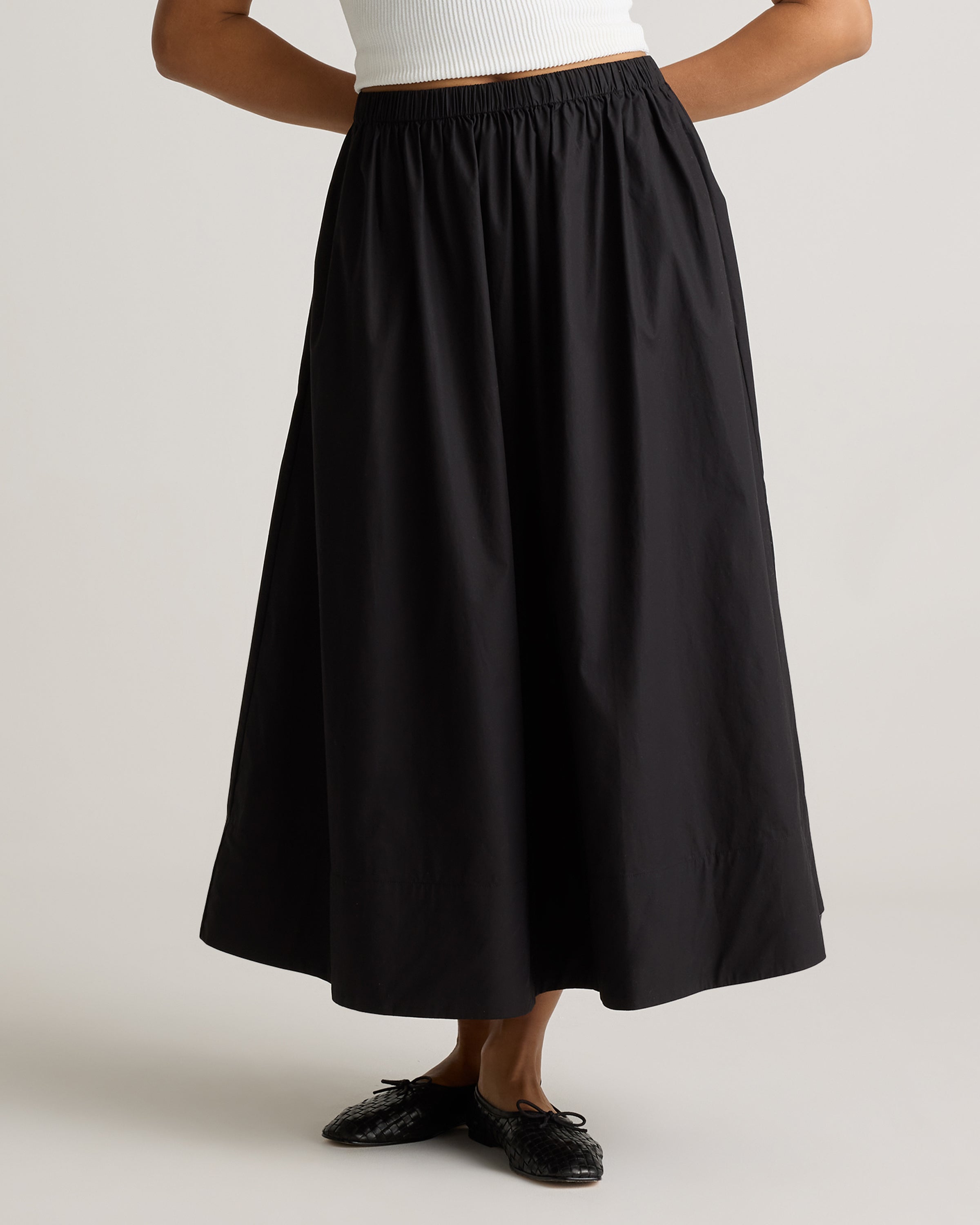 Quince Women's 100% Organic Cotton Poplin A-Line Maxi Skirt