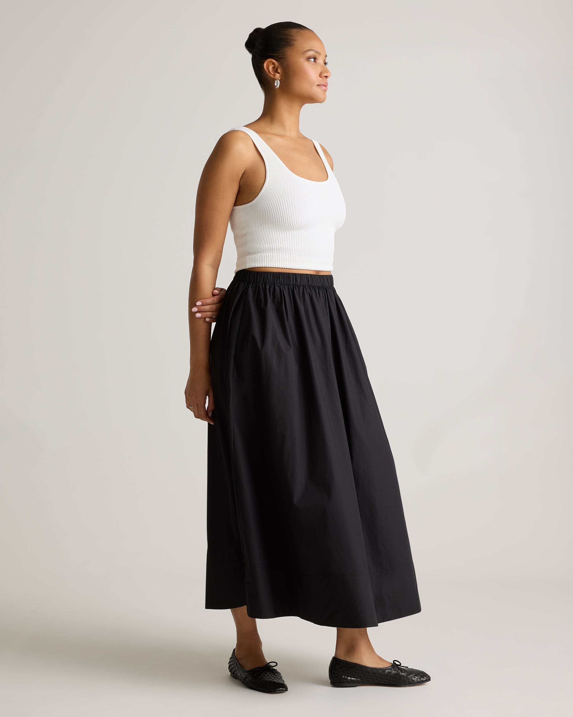 Quince Women's 100% Organic Cotton Poplin A-Line Maxi Skirt