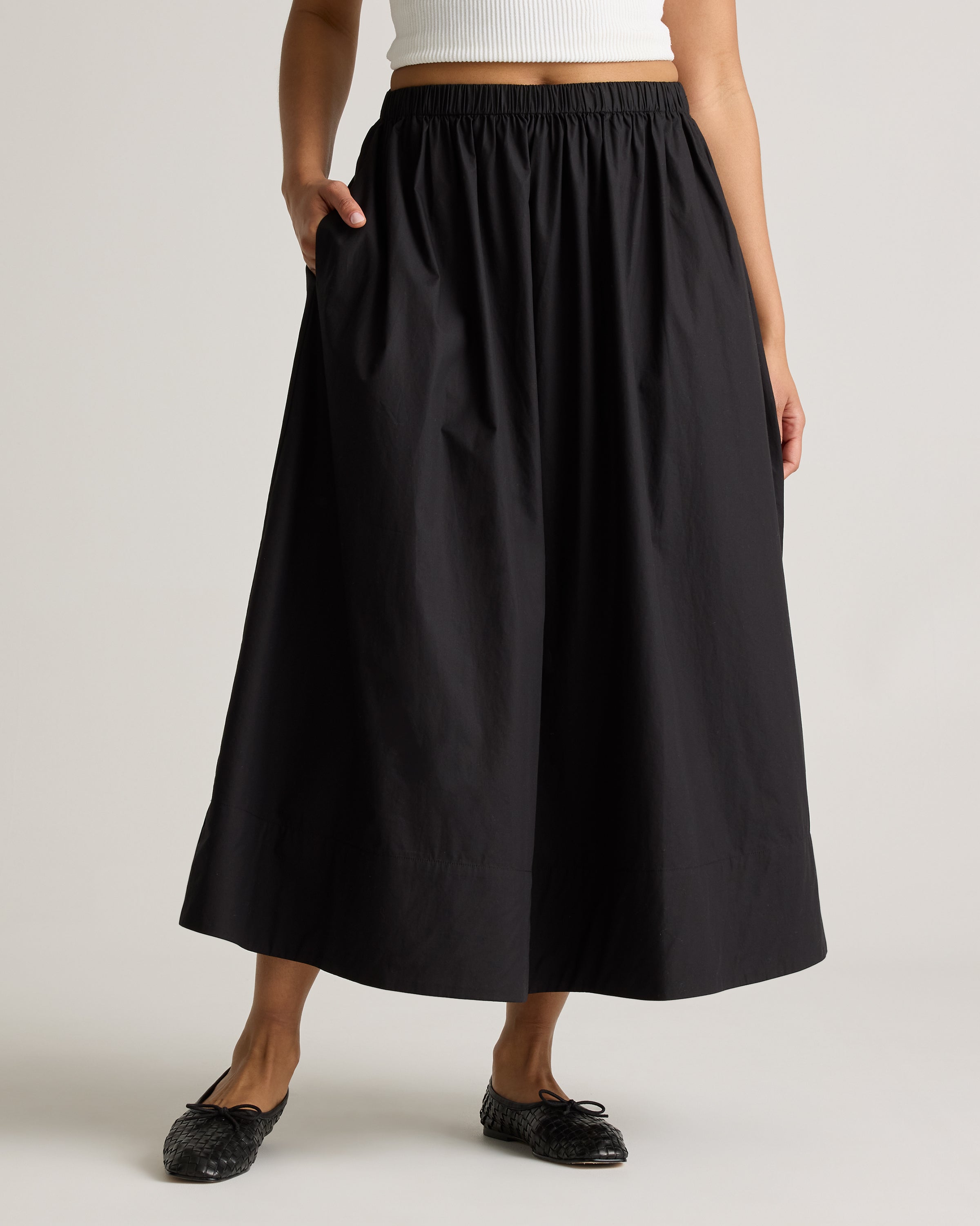 Quince Women's 100% Organic Cotton Poplin A-Line Maxi Skirt