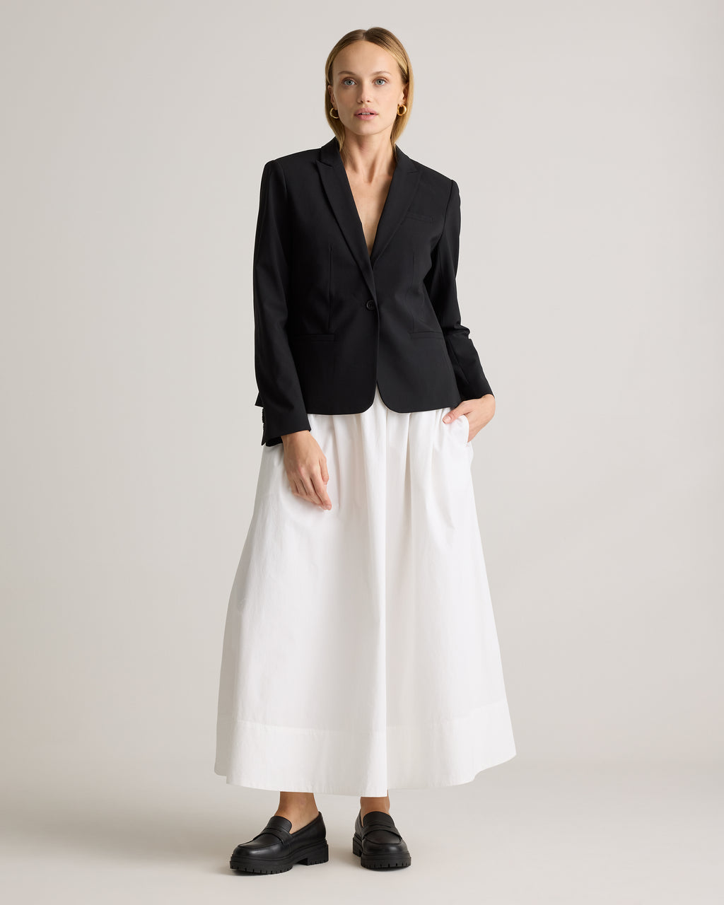 Quince Women's 100% Organic Cotton Poplin A-Line Maxi Skirt