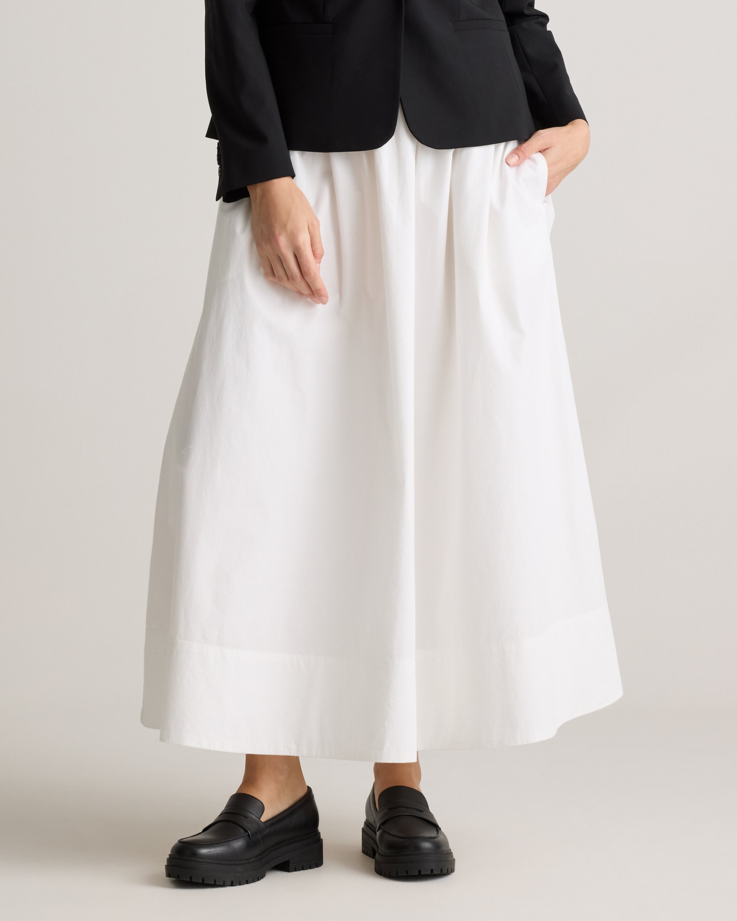 Quince Women's 100% Organic Cotton Poplin A-Line Maxi Skirt