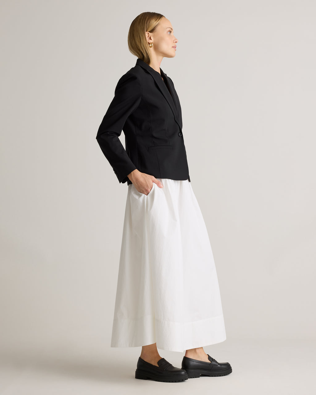 Quince Women's 100% Organic Cotton Poplin A-Line Maxi Skirt