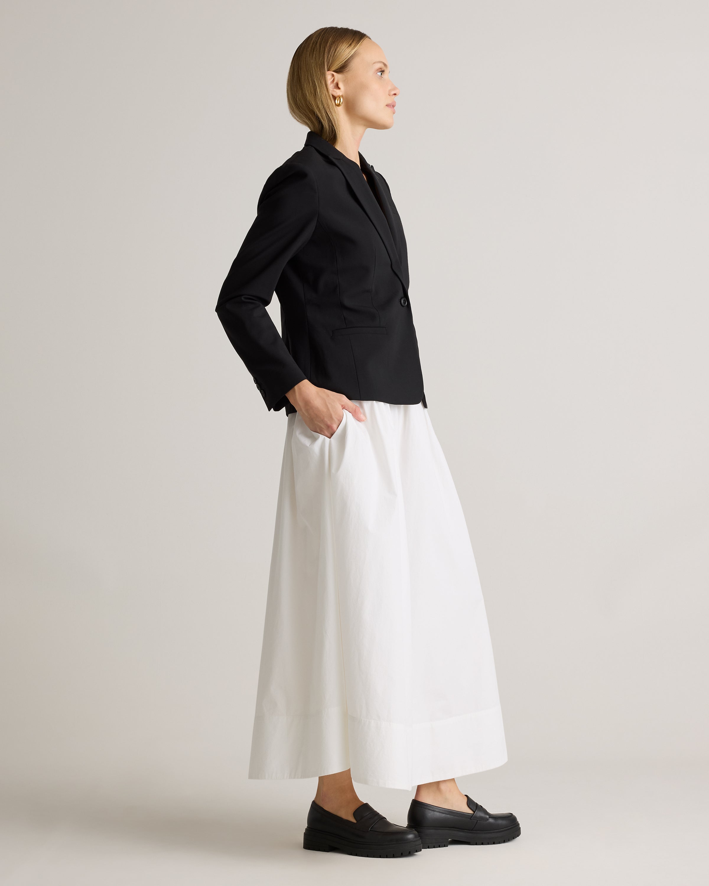 Quince Women's 100% Organic Cotton Poplin A-Line Maxi Skirt