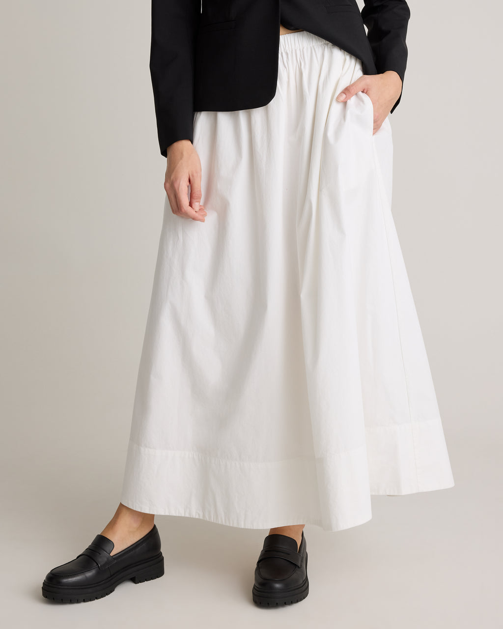 Quince Women's 100% Organic Cotton Poplin A-Line Maxi Skirt