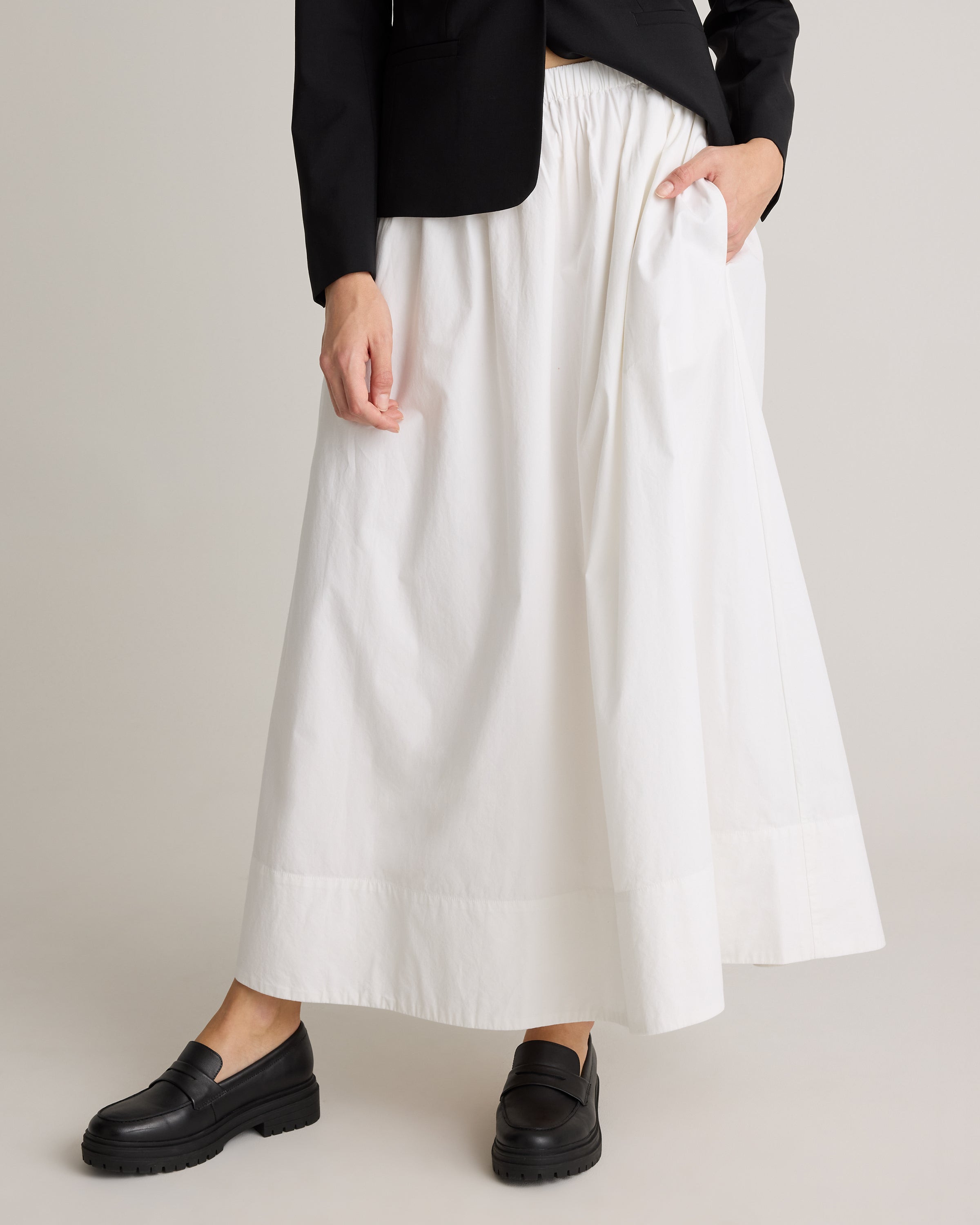Quince Women's 100% Organic Cotton Poplin A-Line Maxi Skirt