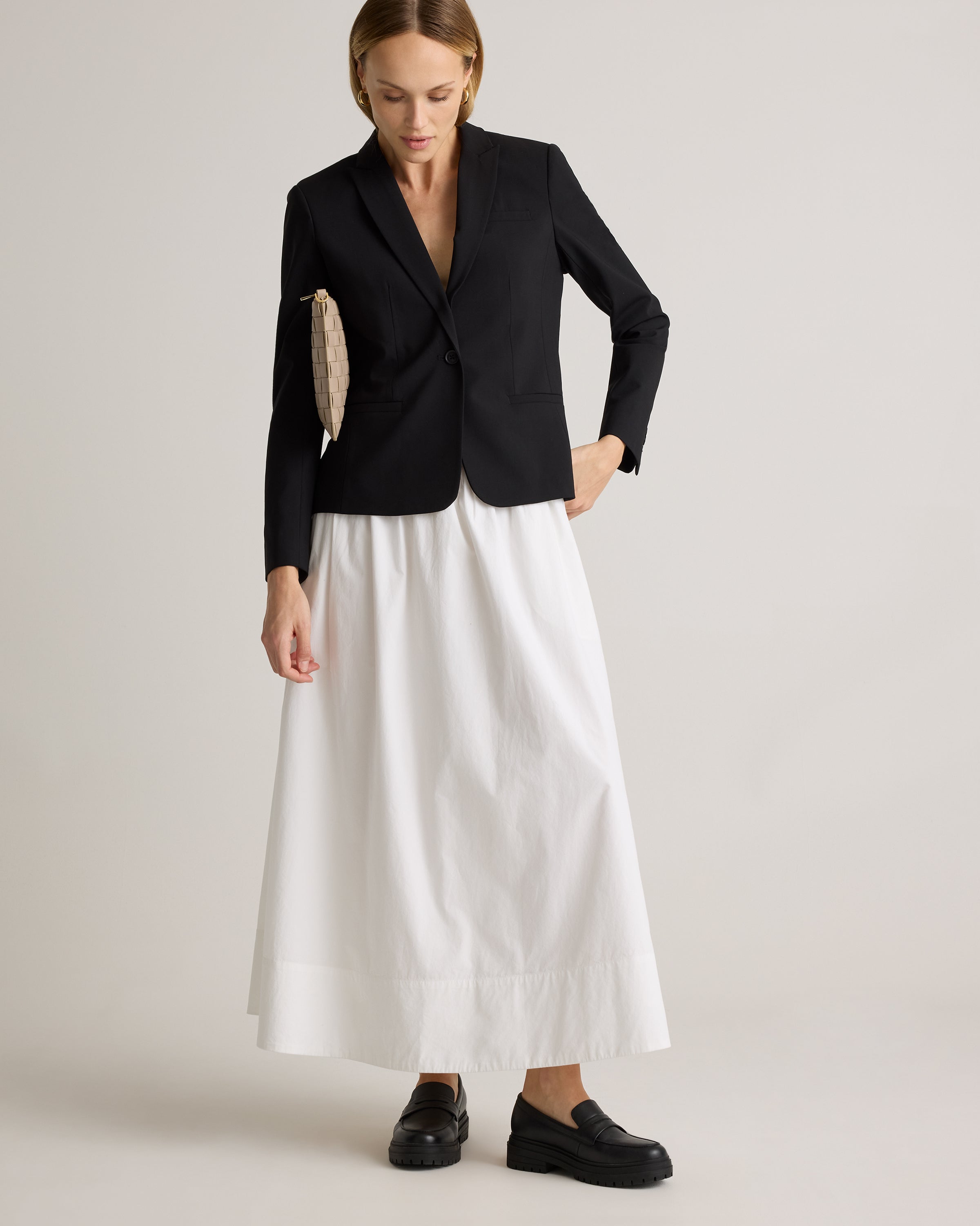 Quince Women's 100% Organic Cotton Poplin A-Line Maxi Skirt