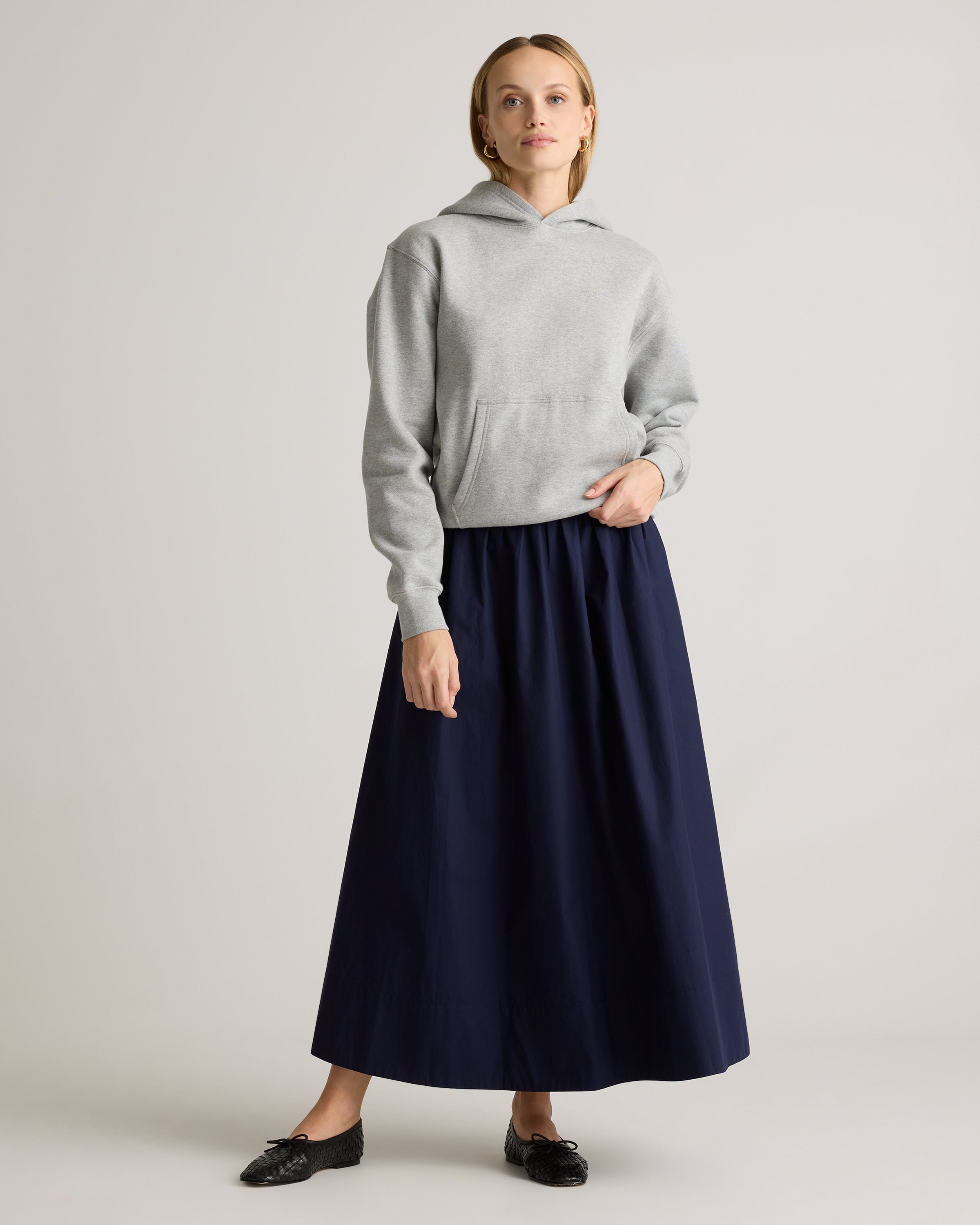 Quince Women's 100% Organic Cotton Poplin A-Line Maxi Skirt
