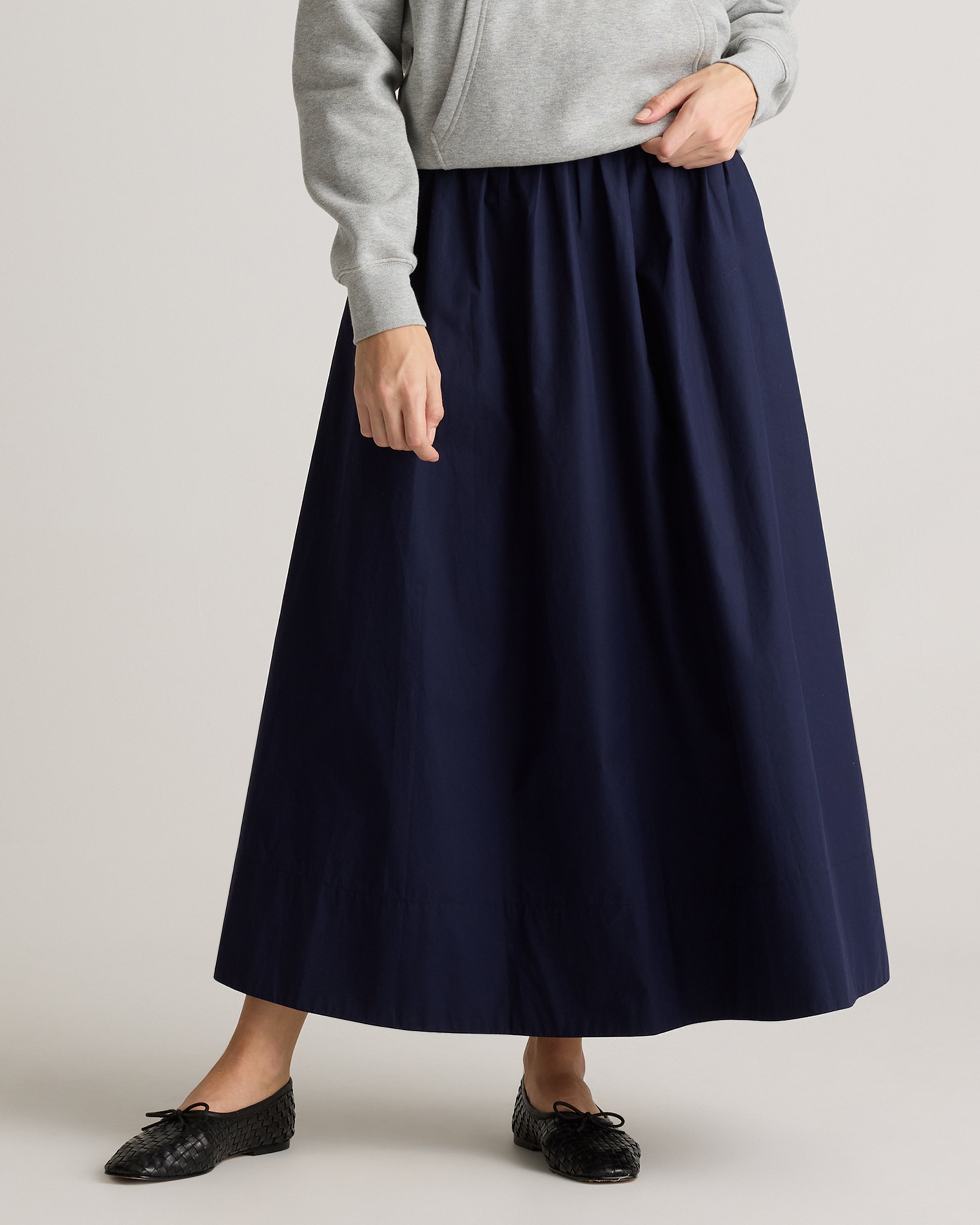 Quince Women's 100% Organic Cotton Poplin A-Line Maxi Skirt