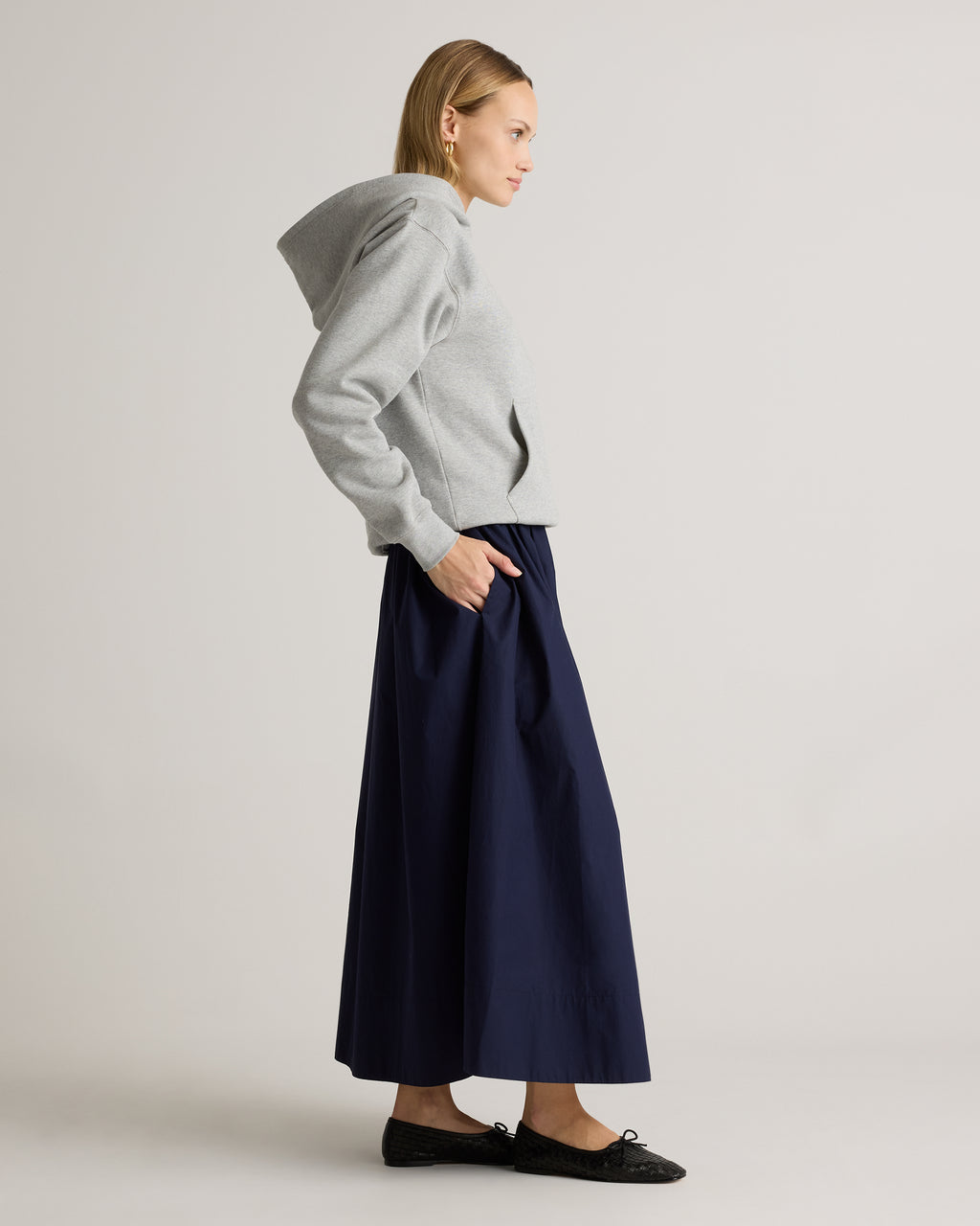 Quince Women's 100% Organic Cotton Poplin A-Line Maxi Skirt