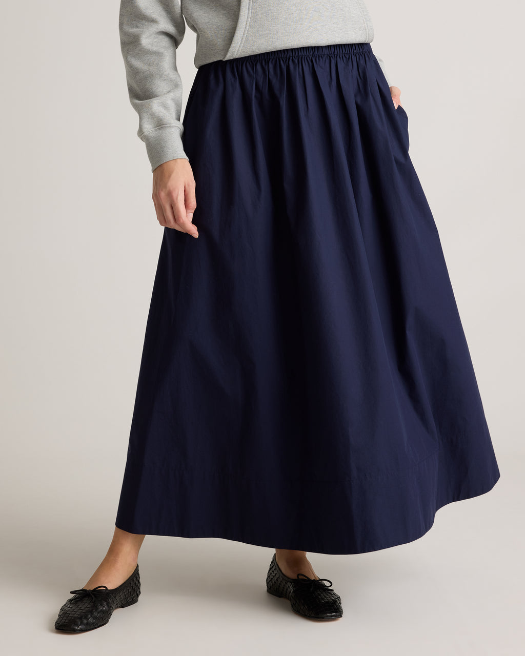 Quince Women's 100% Organic Cotton Poplin A-Line Maxi Skirt