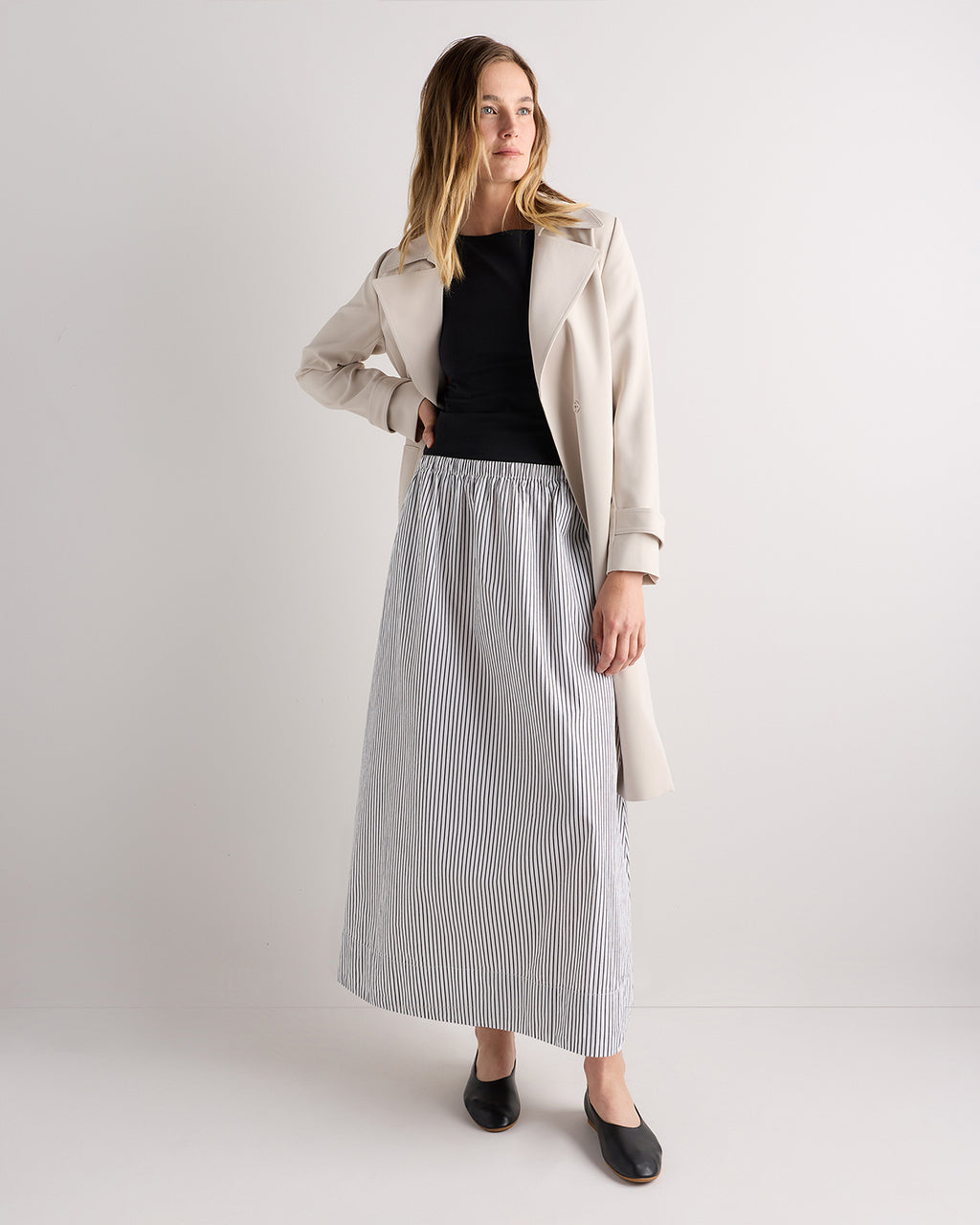 Quince Women's 100% Organic Cotton Poplin A-Line Maxi Skirt