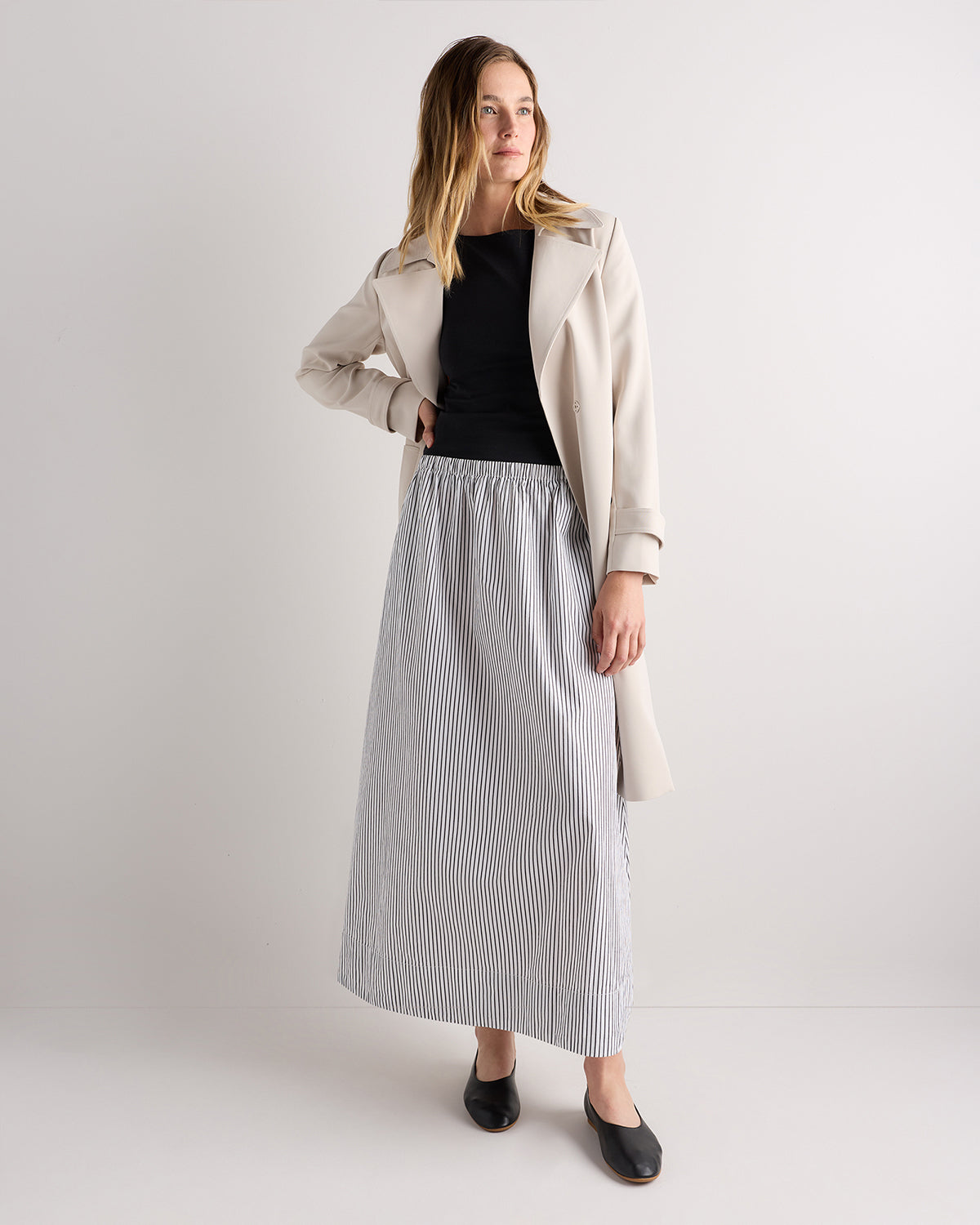 Quince Women's 100% Organic Cotton Poplin A-Line Maxi Skirt