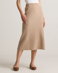 Quince Women's 100% Grade A Mongolian Cashmere Ribbed Midi Skirt